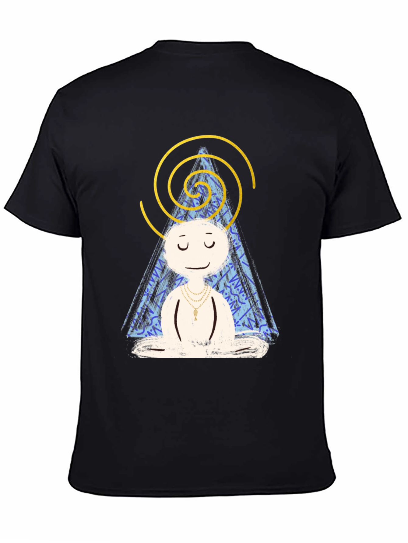 Meditating Character Graphic Tee - Black Cotton Blend Shirt
