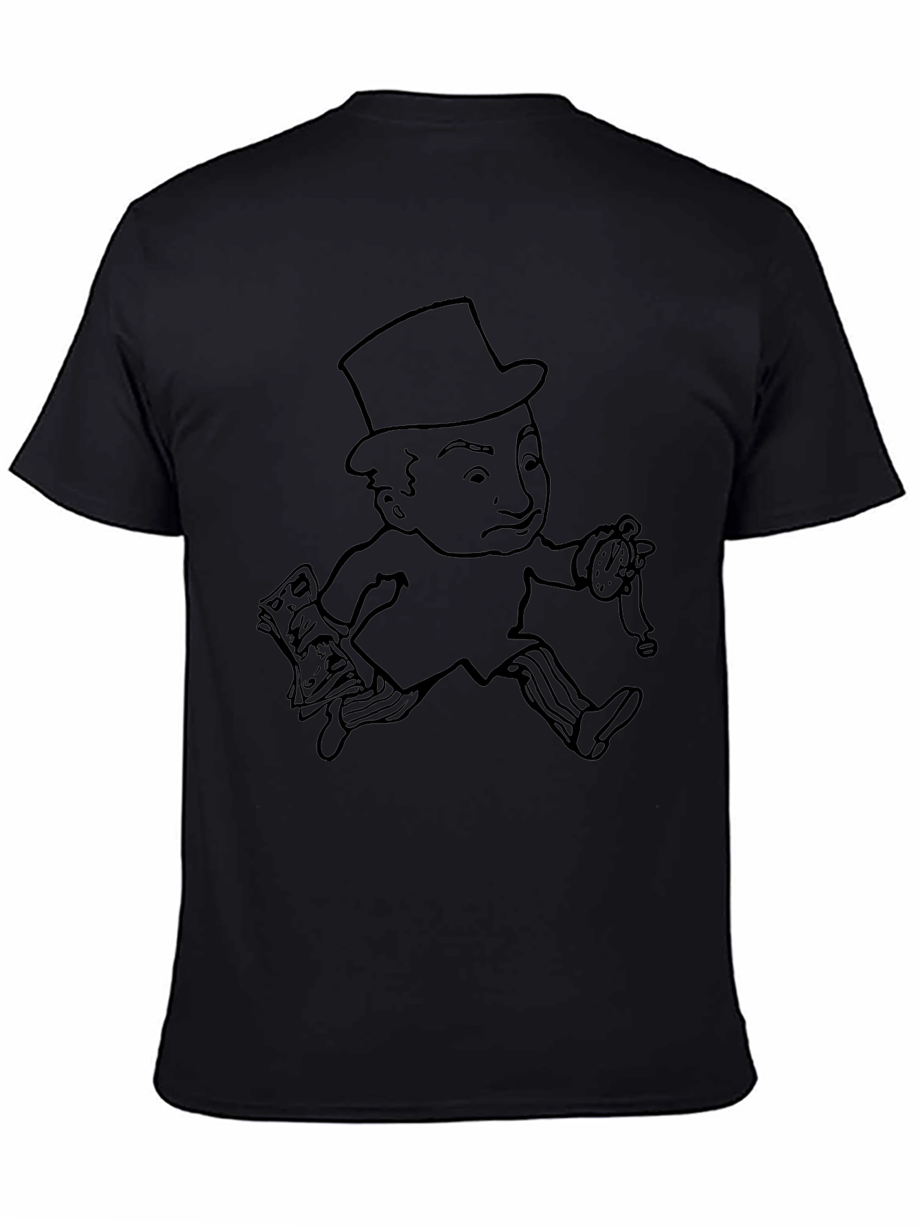 Monopoly Man Graphic Tee - Black Cotton T-Shirt