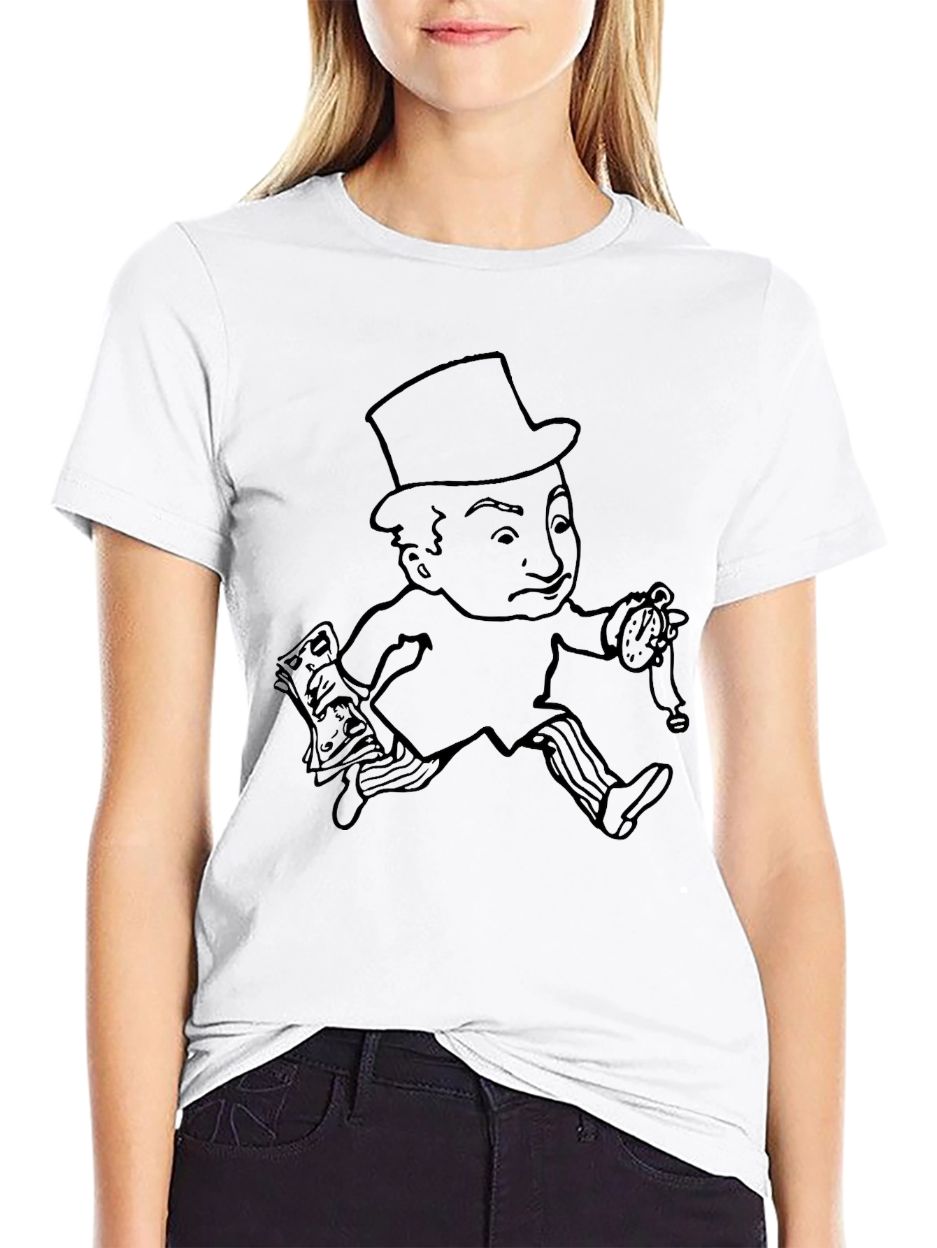 Monopoly Man Graphic Tee - Black Cotton T-Shirt
