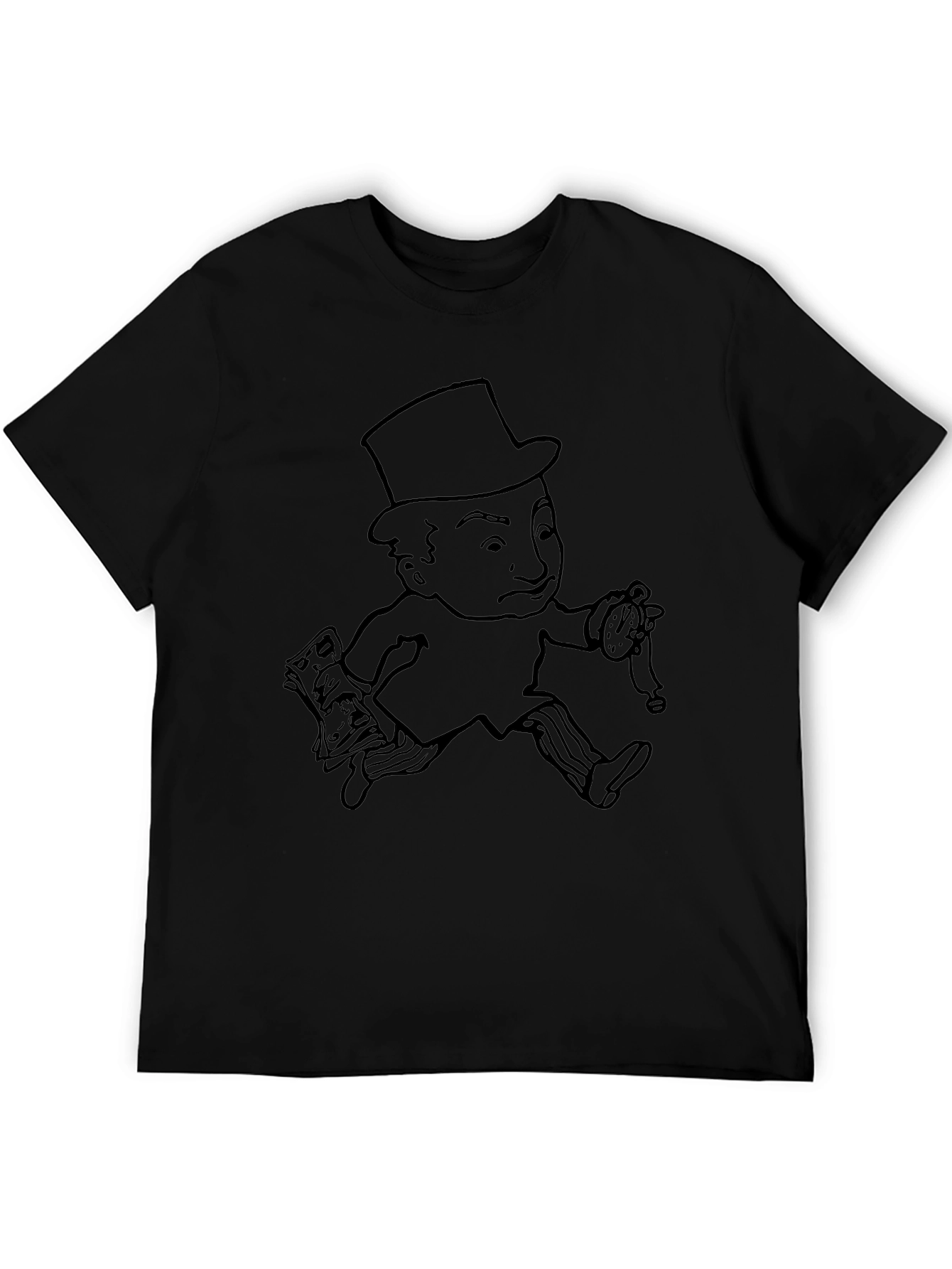 Monopoly Man Graphic Tee - Black Cotton T-Shirt