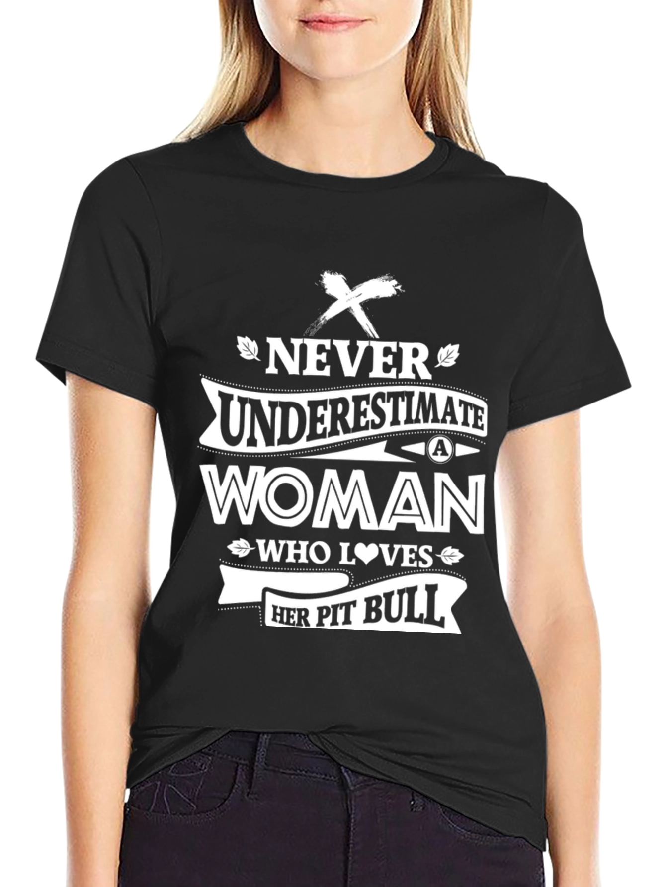 Never Underestimate Woman Pit Bull T-Shirt