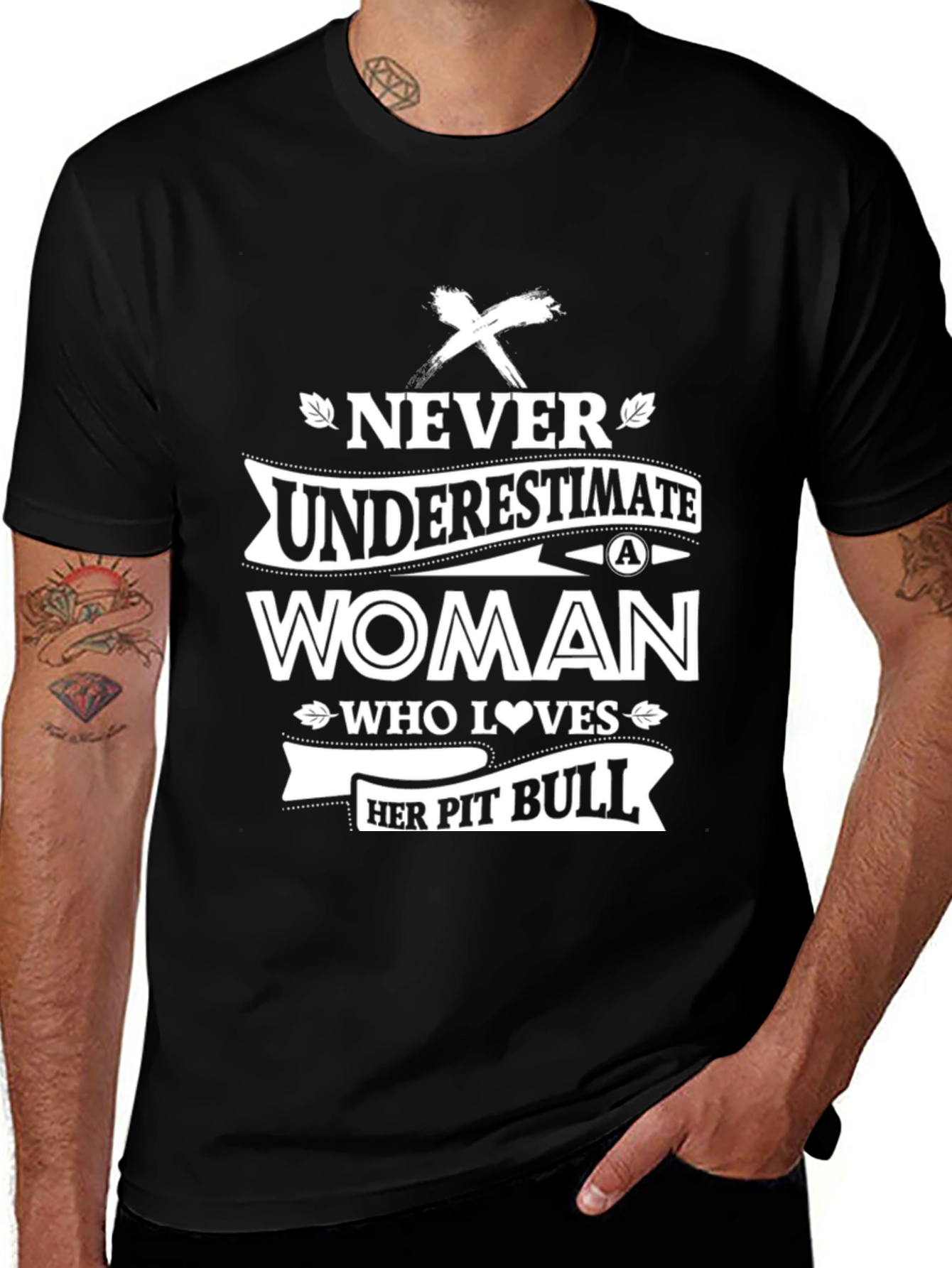 Never Underestimate Woman Pit Bull T-Shirt
