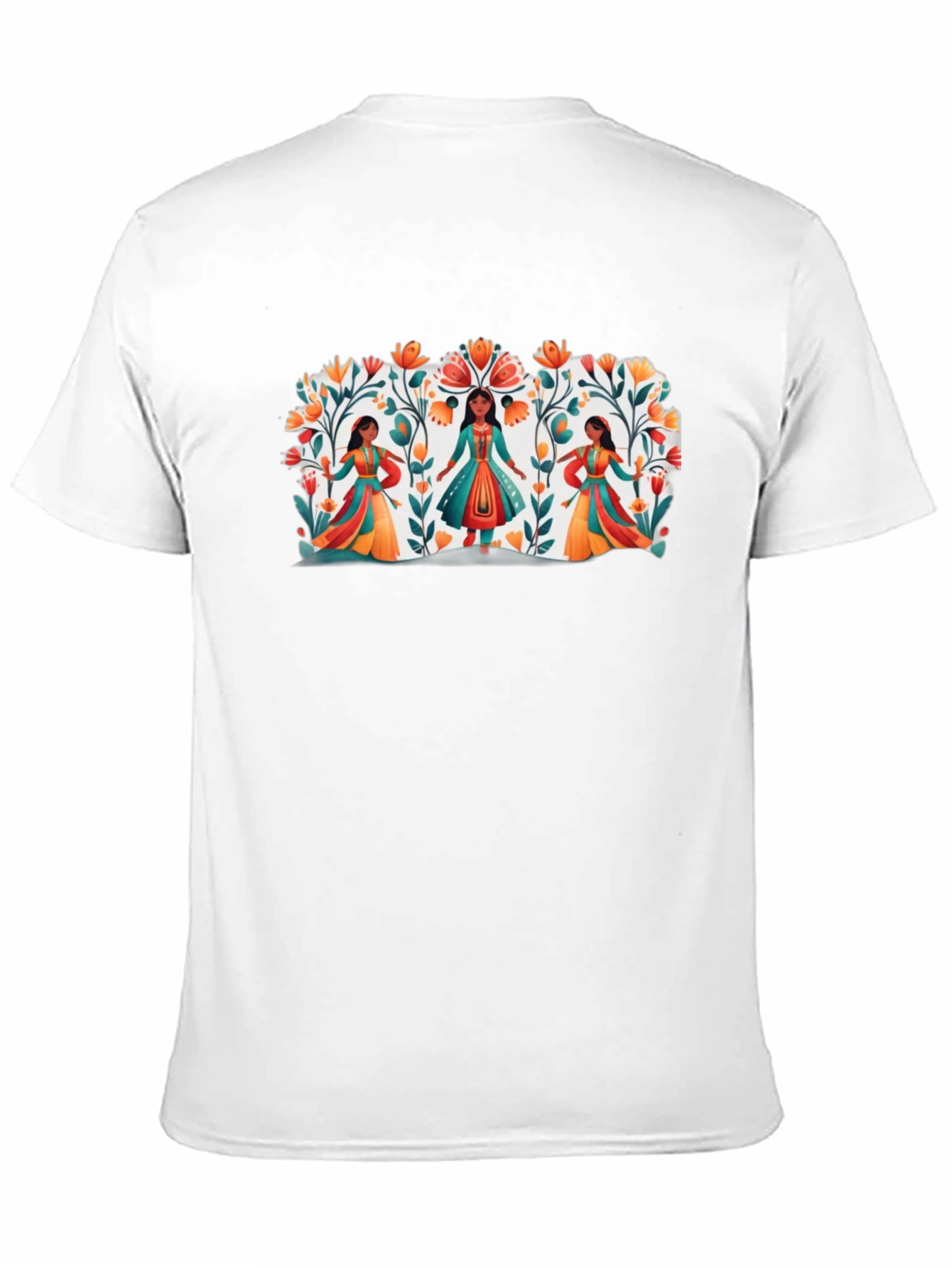 Ethnic Floral Womens Black Graphic Tee