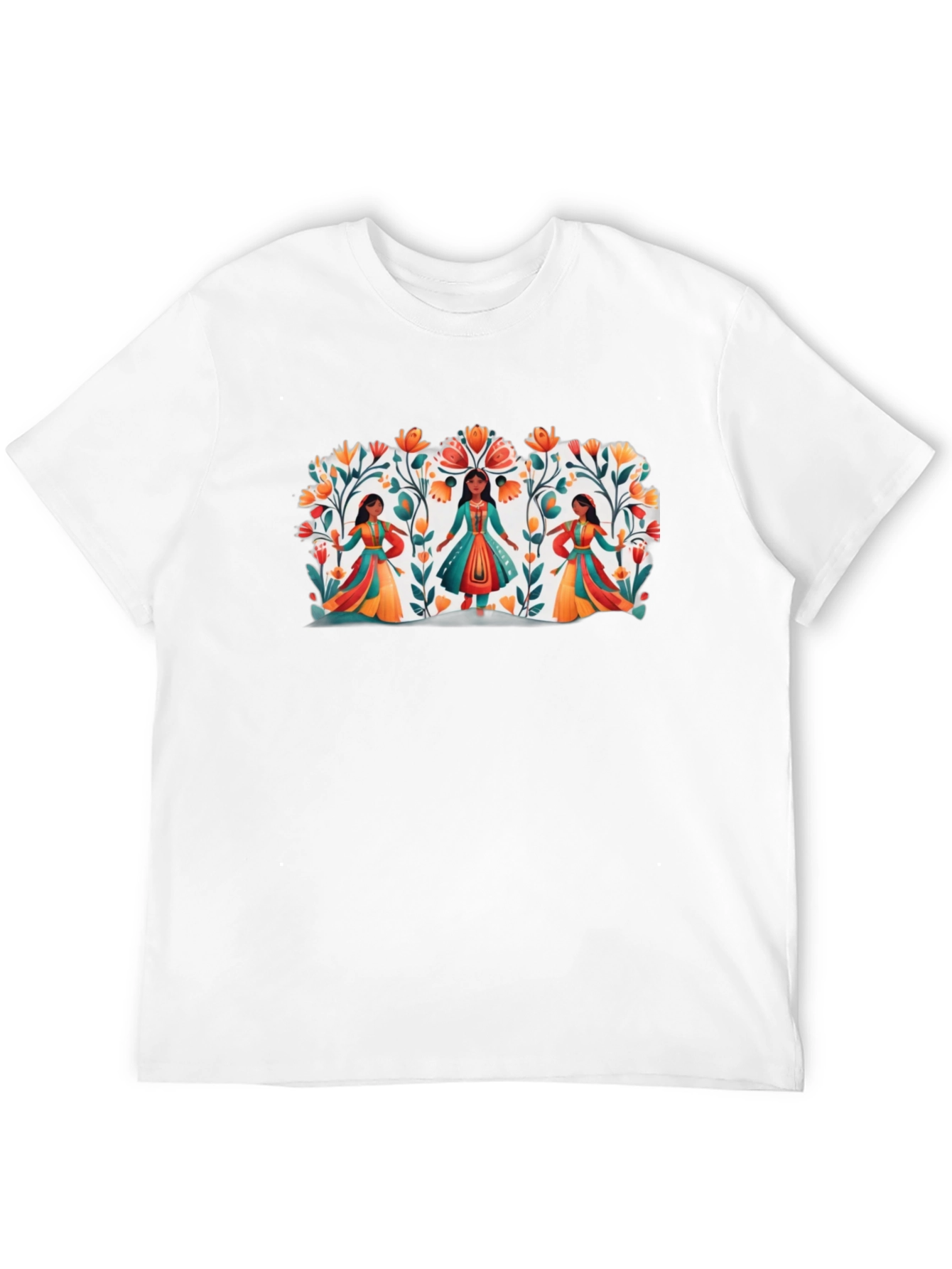 Ethnic Floral Womens Black Graphic Tee