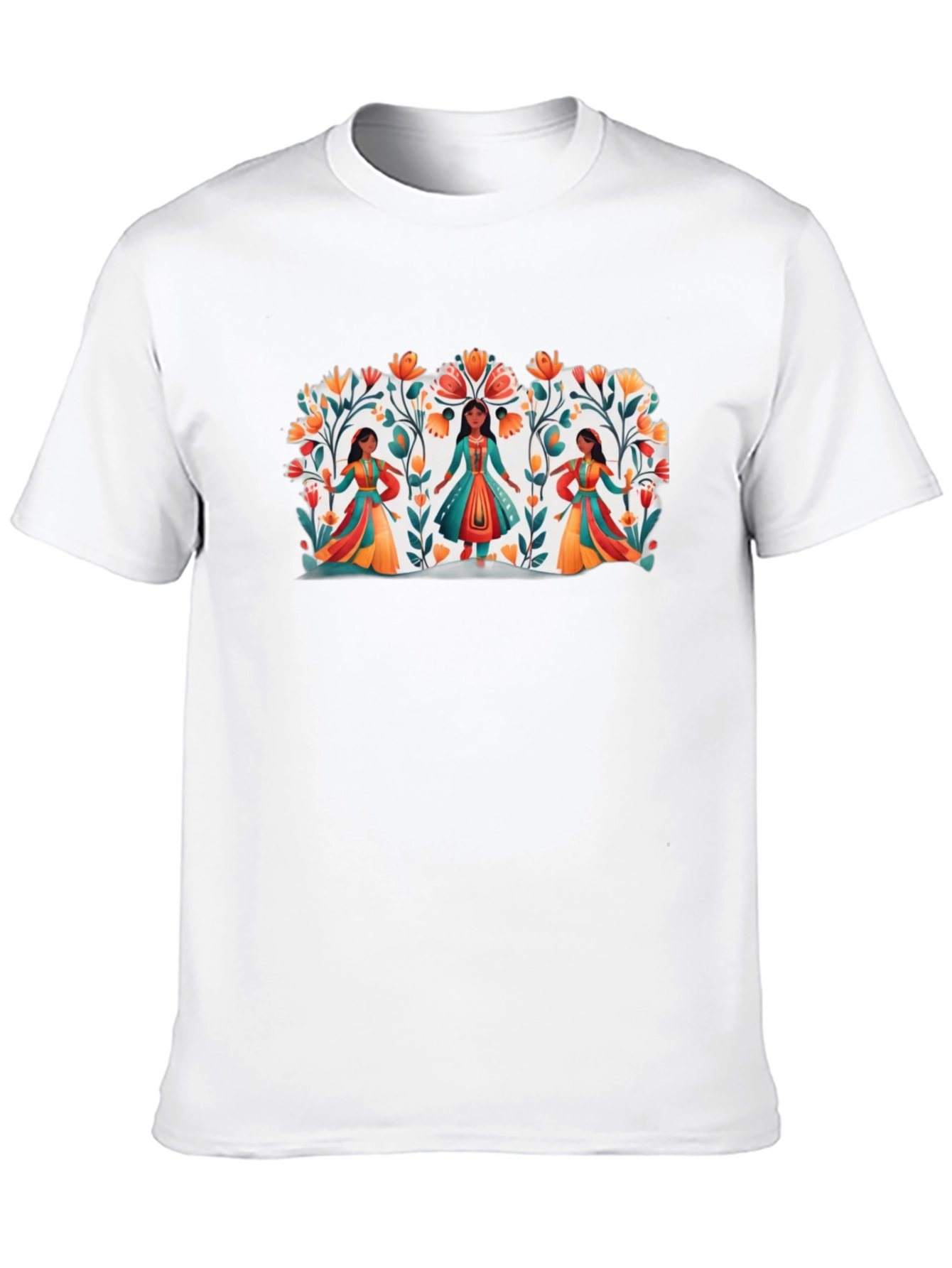 Ethnic Floral Womens Black Graphic Tee