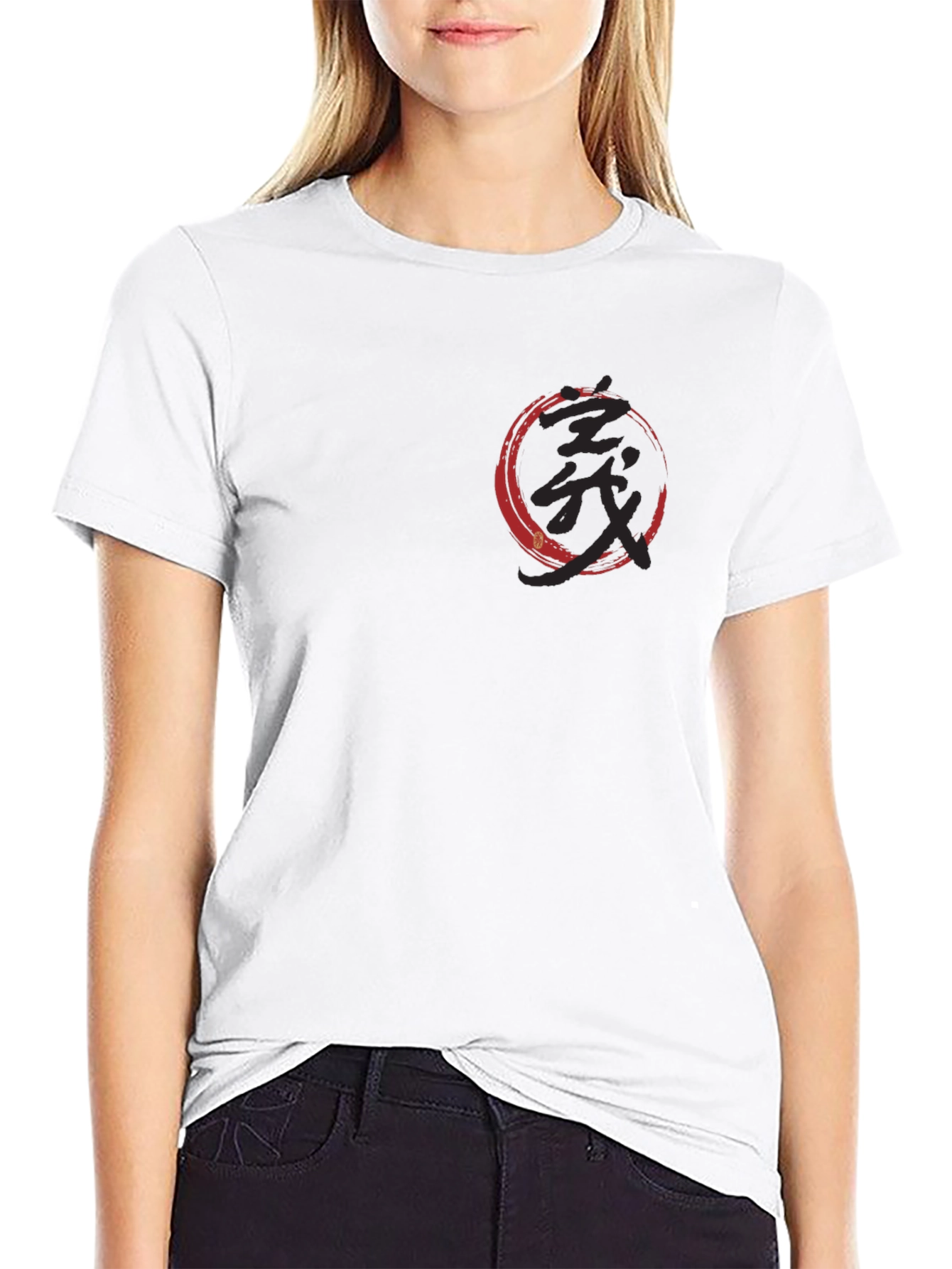 Black T-Shirt with Japanese Symbol Circle Design