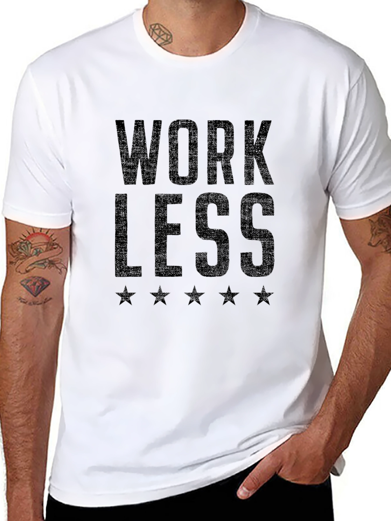 Work Less Tee - Relaxed Fit Black T-Shirt