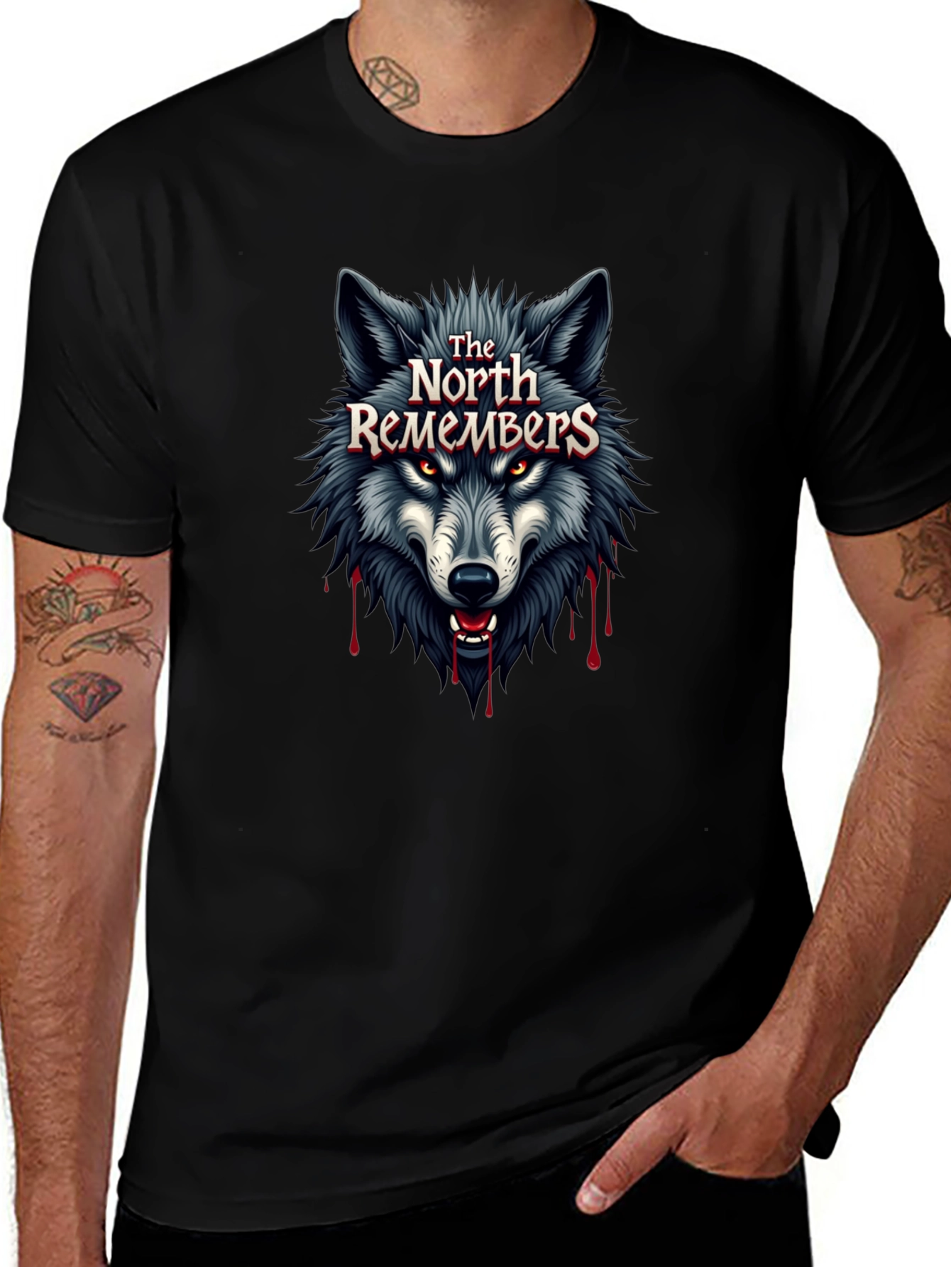 The North Remembers Wolf Graphic Black T-Shirt