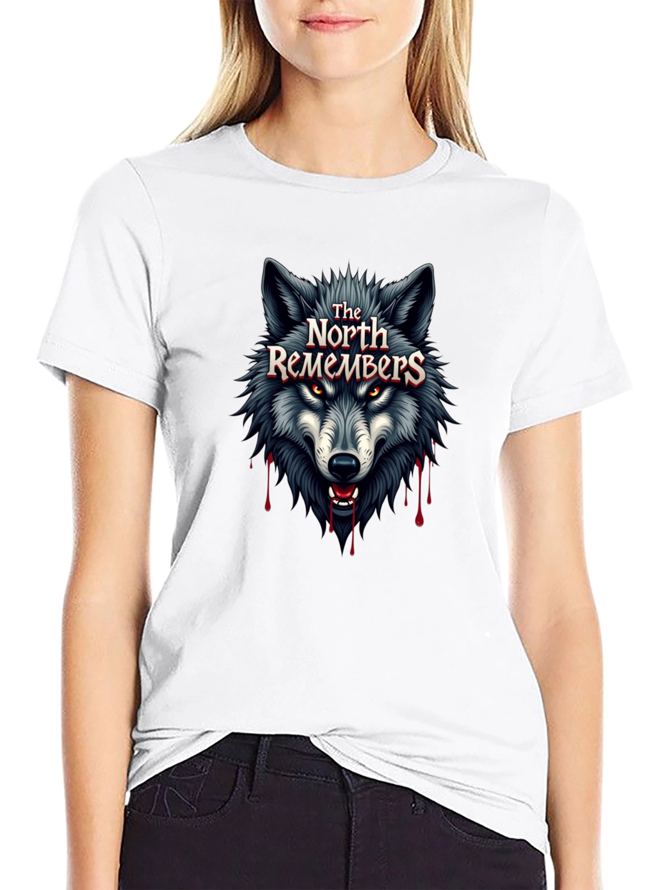 The North Remembers Wolf Graphic Black T-Shirt