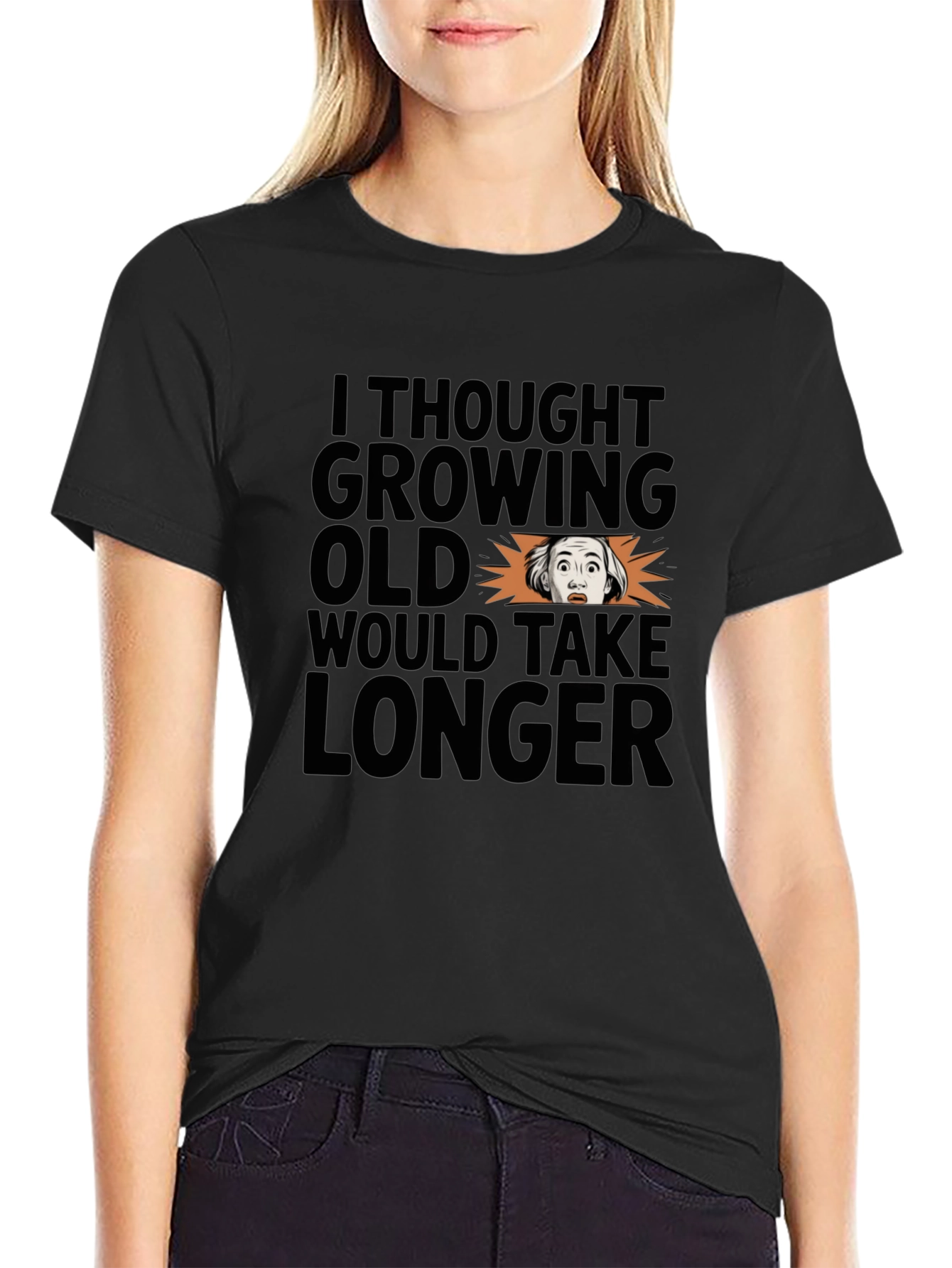 Funny Growing Old Graphic Print T-Shirt