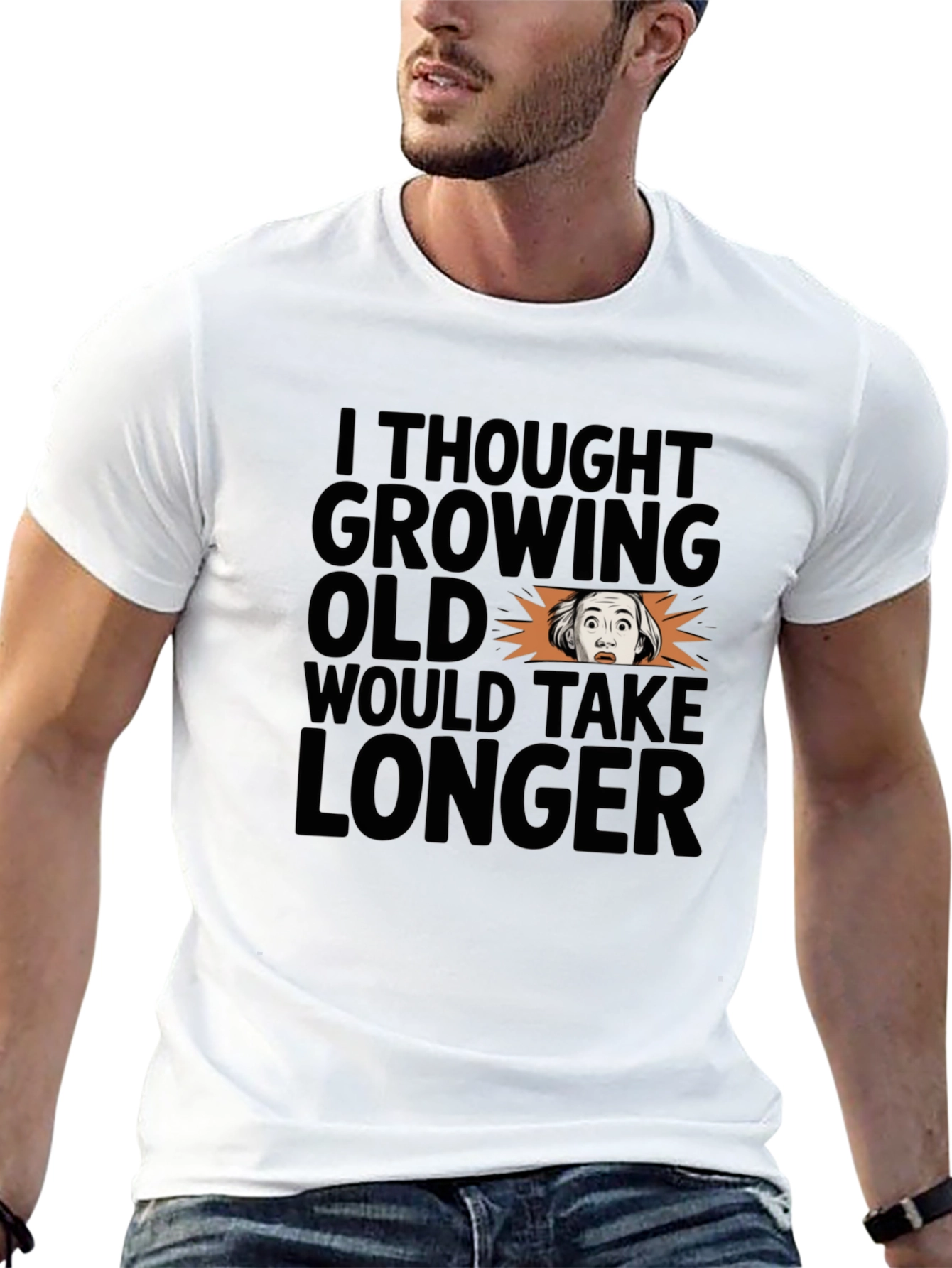 Funny Growing Old Graphic Print T-Shirt