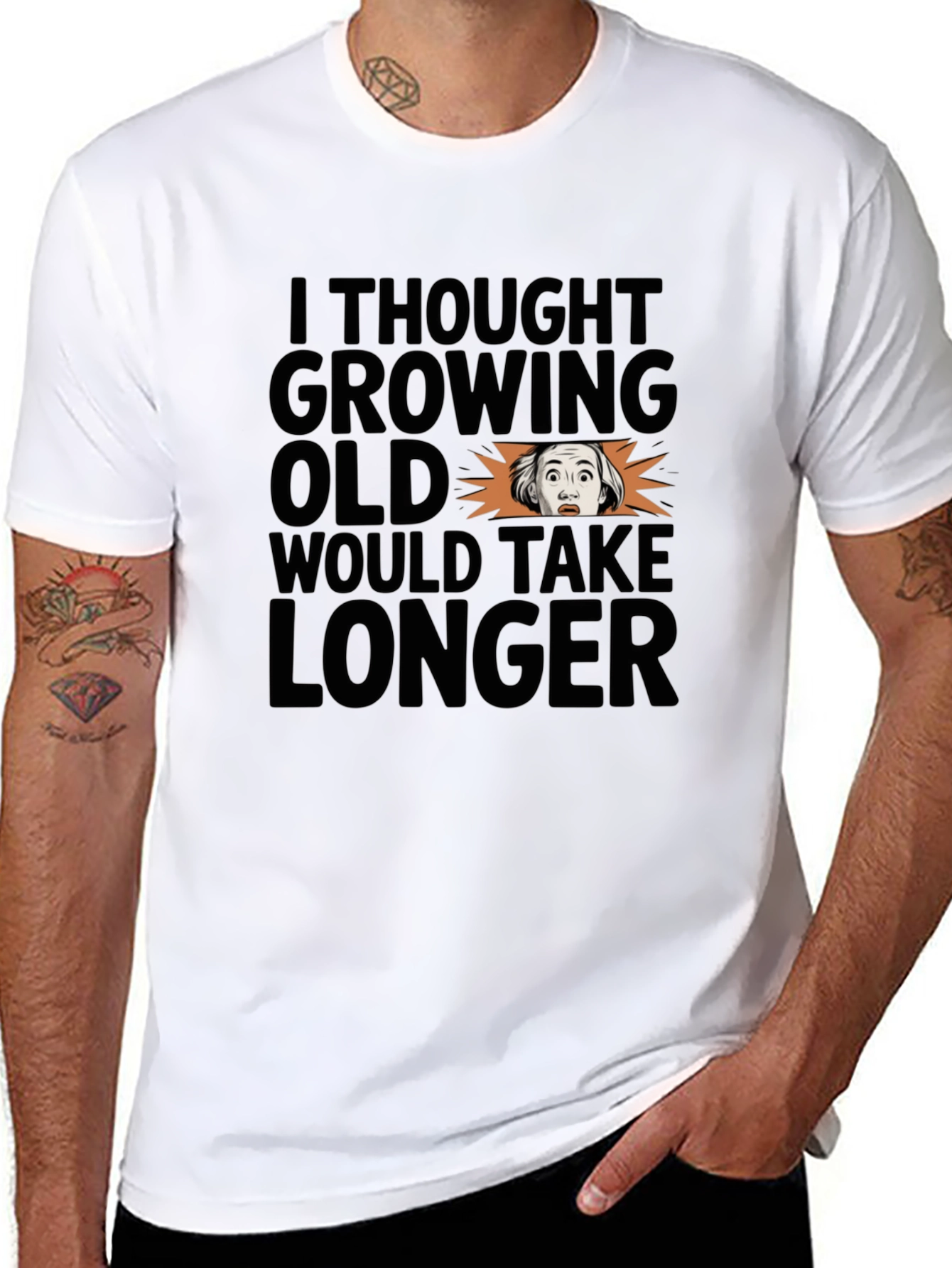 Funny Growing Old Graphic Print T-Shirt
