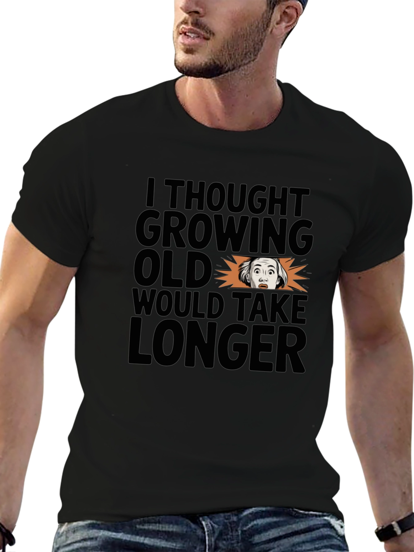 Funny Growing Old Graphic Print T-Shirt