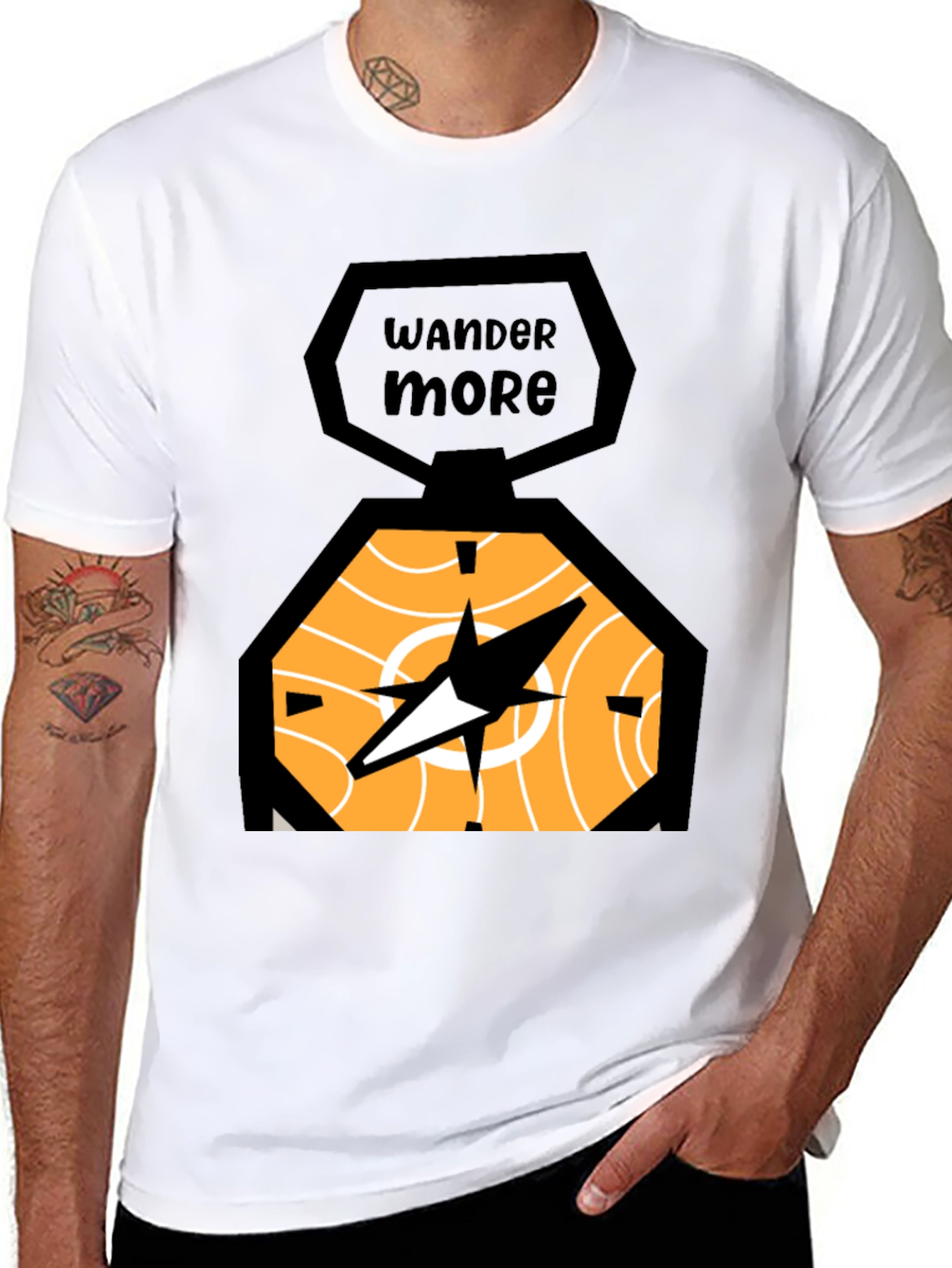 Wander More Compass Graphic Tee - Black