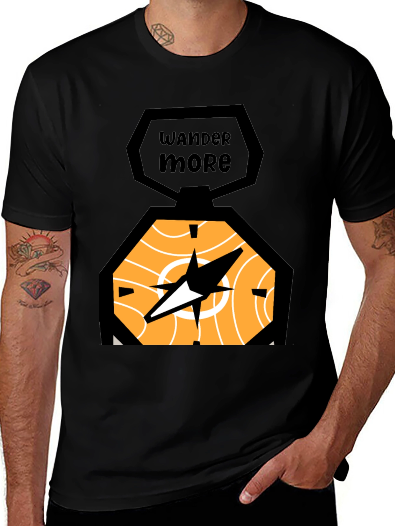 Wander More Compass Graphic Tee - Black