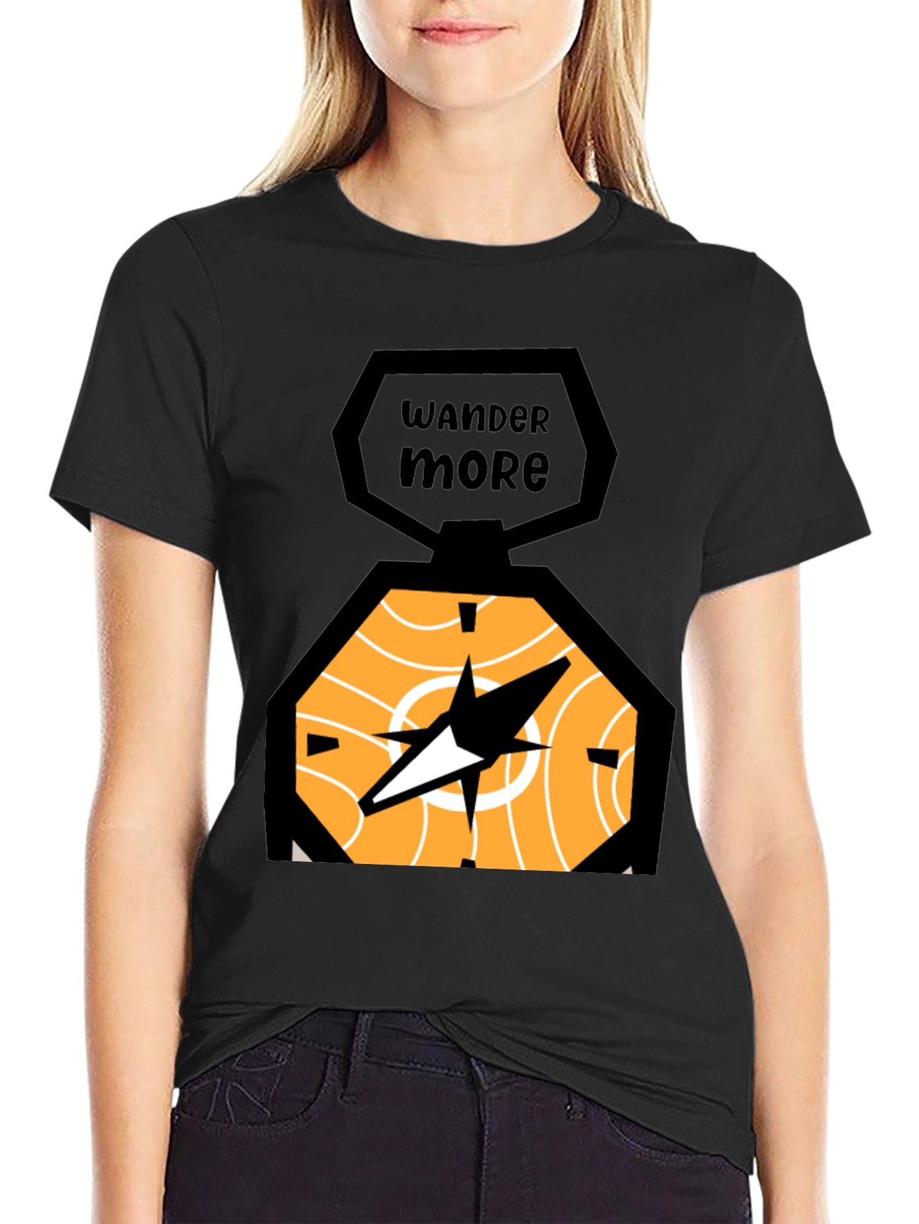 Wander More Compass Graphic Tee - Black
