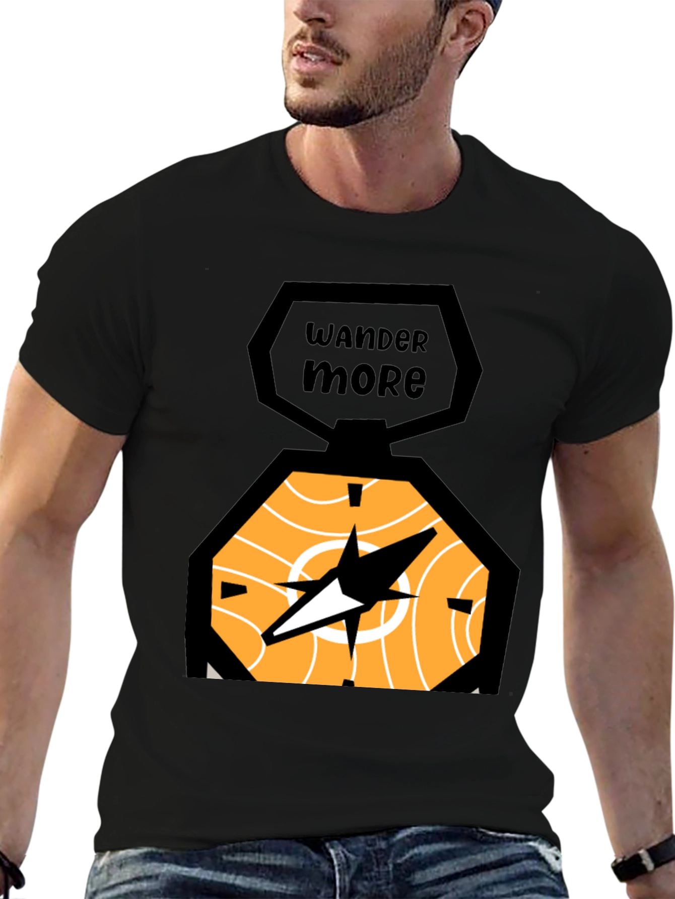 Wander More Compass Graphic Tee - Black