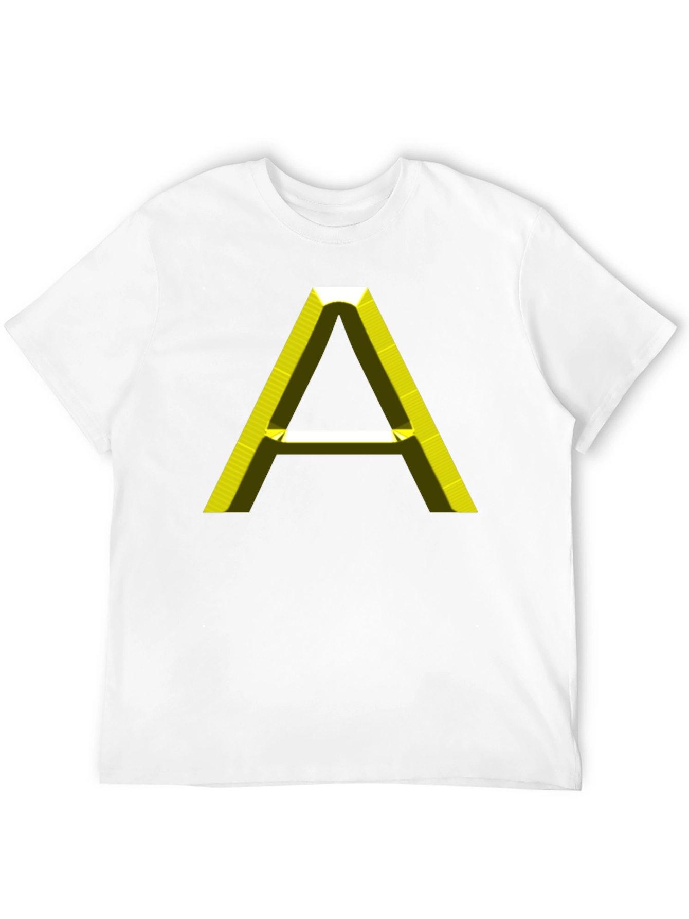 Mens Black T-Shirt with 3D Yellow A Graphic