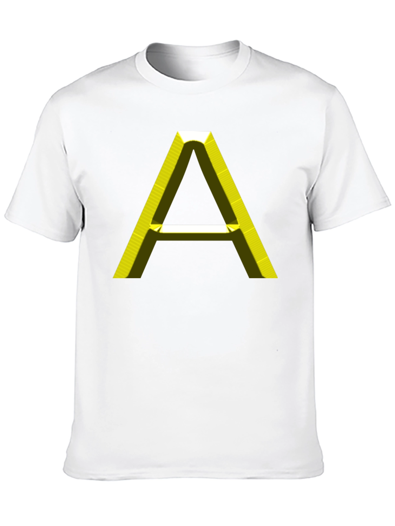 Mens Black T-Shirt with 3D Yellow A Graphic