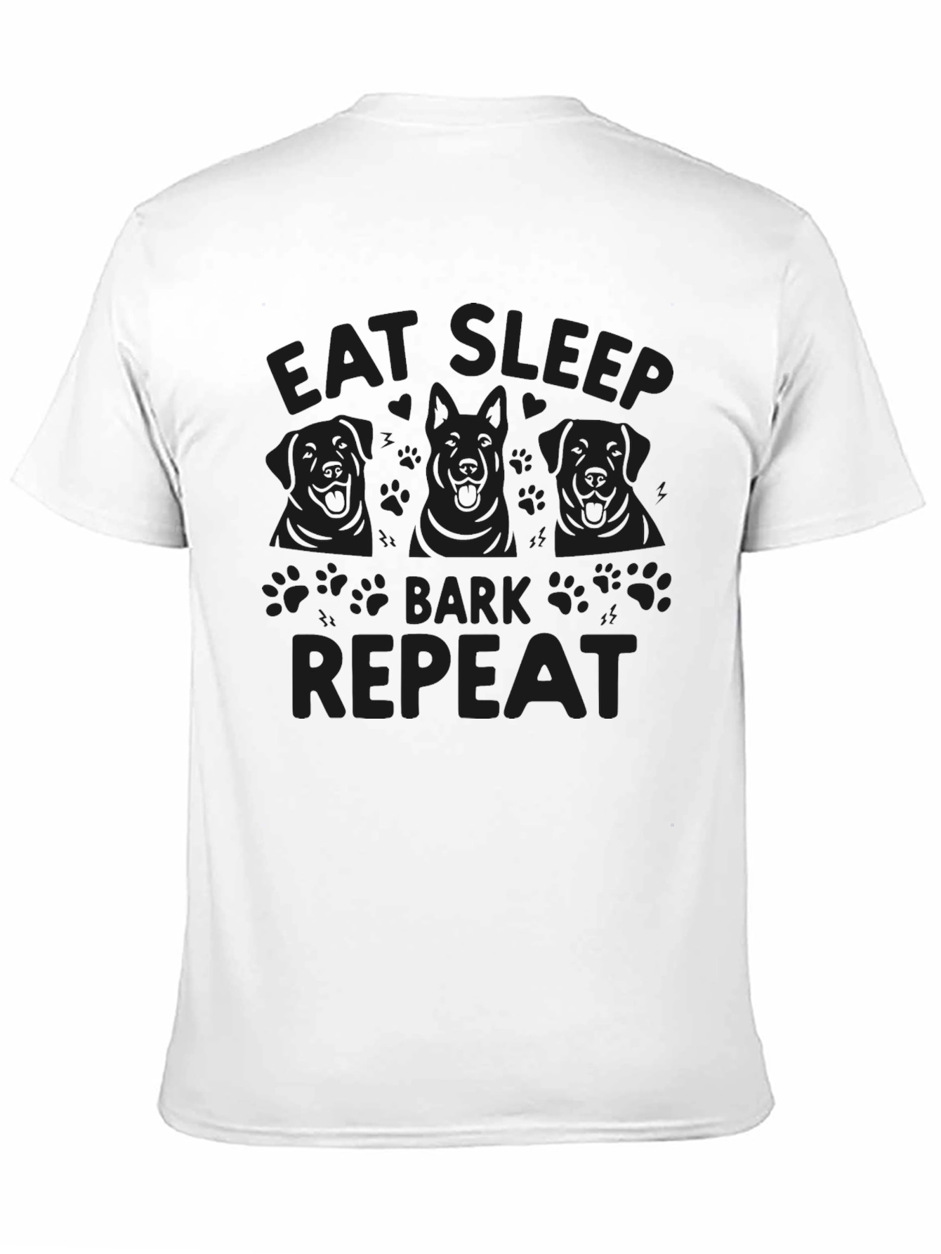Eat Sleep Bark Repeat Black Graphic Tee