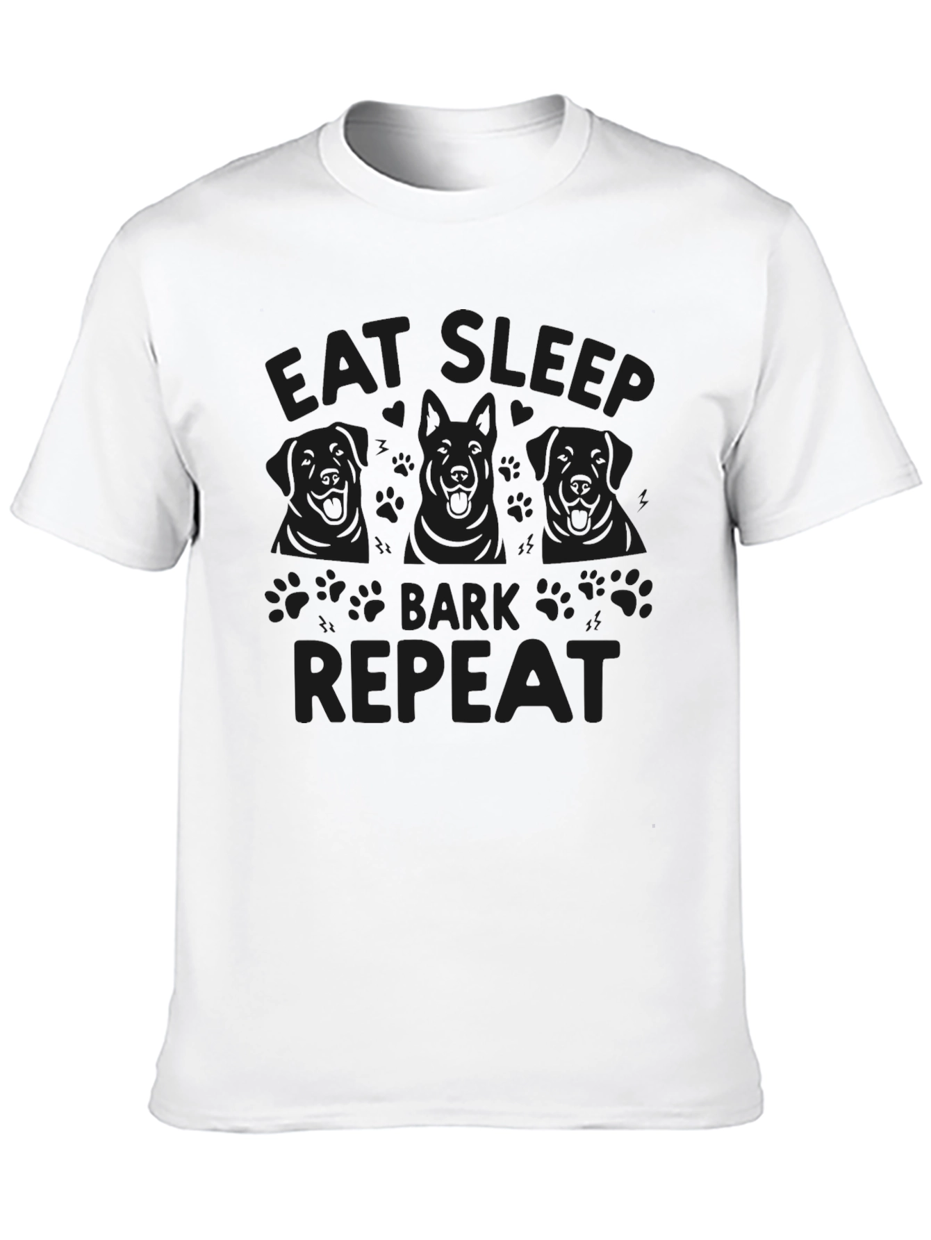 Eat Sleep Bark Repeat Black Graphic Tee