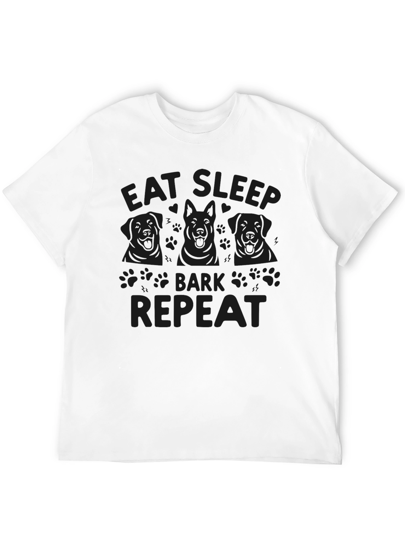 Eat Sleep Bark Repeat Black Graphic Tee