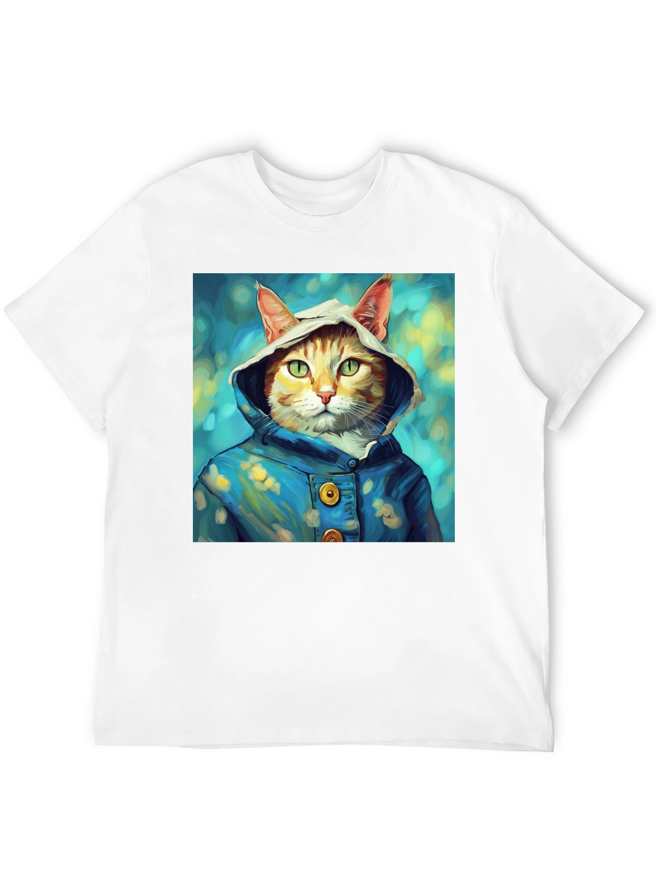 Cat in Hoodie T-Shirt - Artistic Portrait Tee