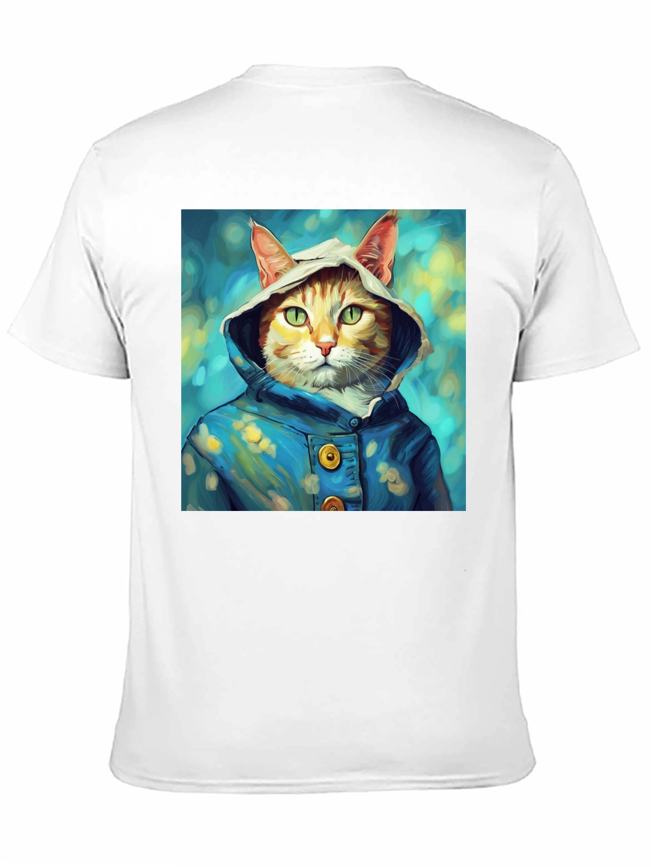 Cat in Hoodie T-Shirt - Artistic Portrait Tee