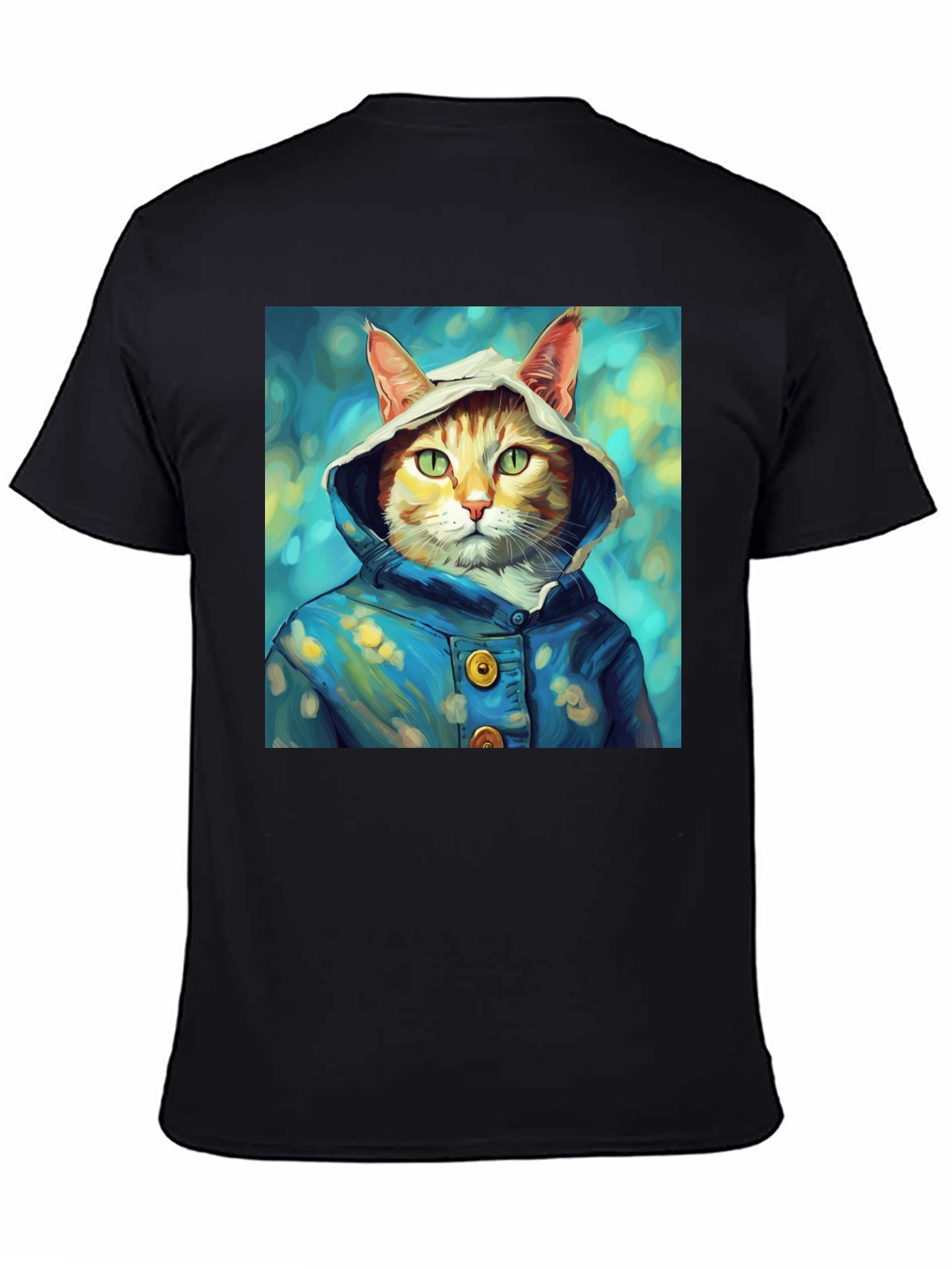 Cat in Hoodie T-Shirt - Artistic Portrait Tee