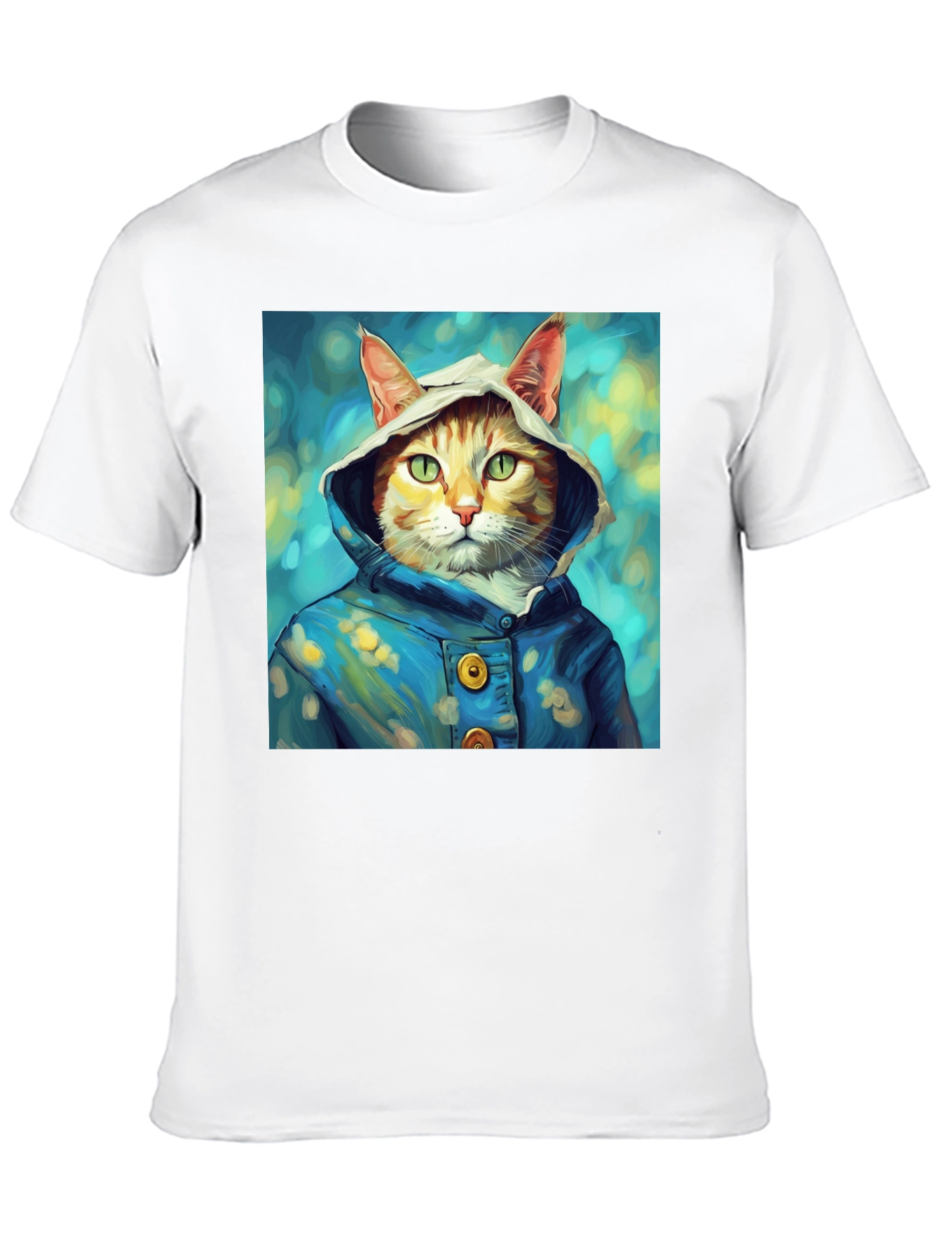 Cat in Hoodie T-Shirt - Artistic Portrait Tee