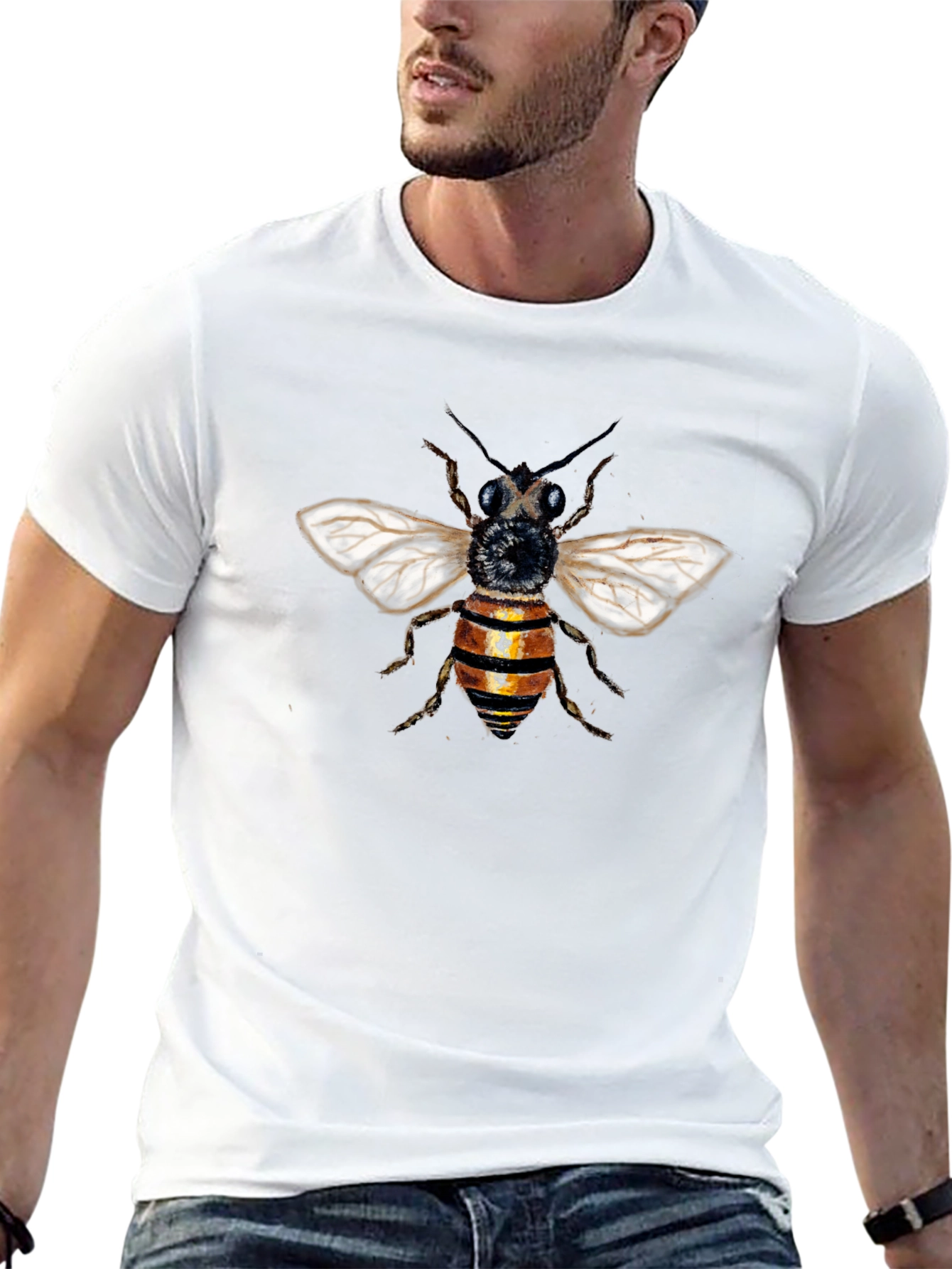 Bee Graphic T-Shirt - Black Cotton Blend