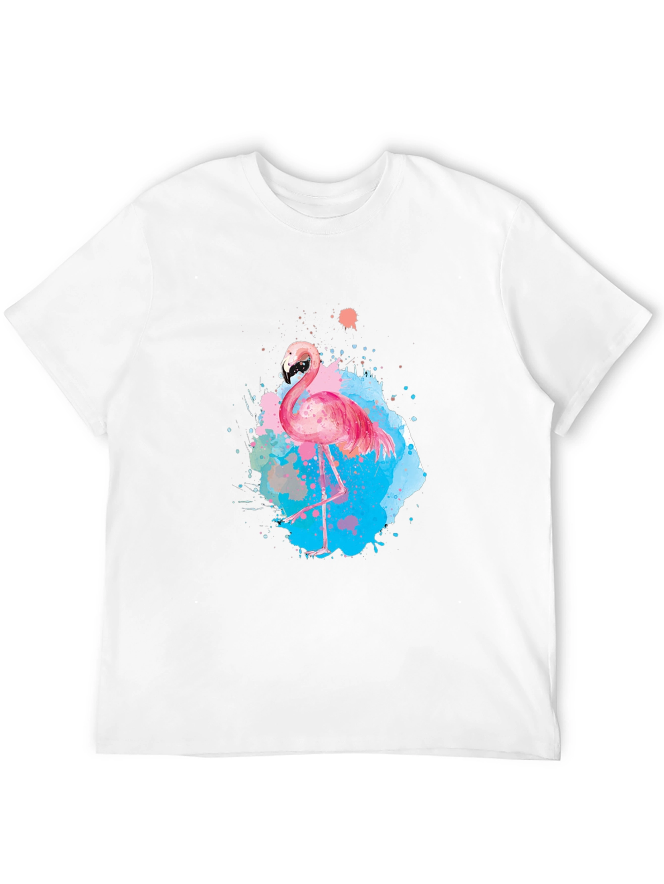 Flamingo Splash Graphic Tee - Black Cotton T-Shirt