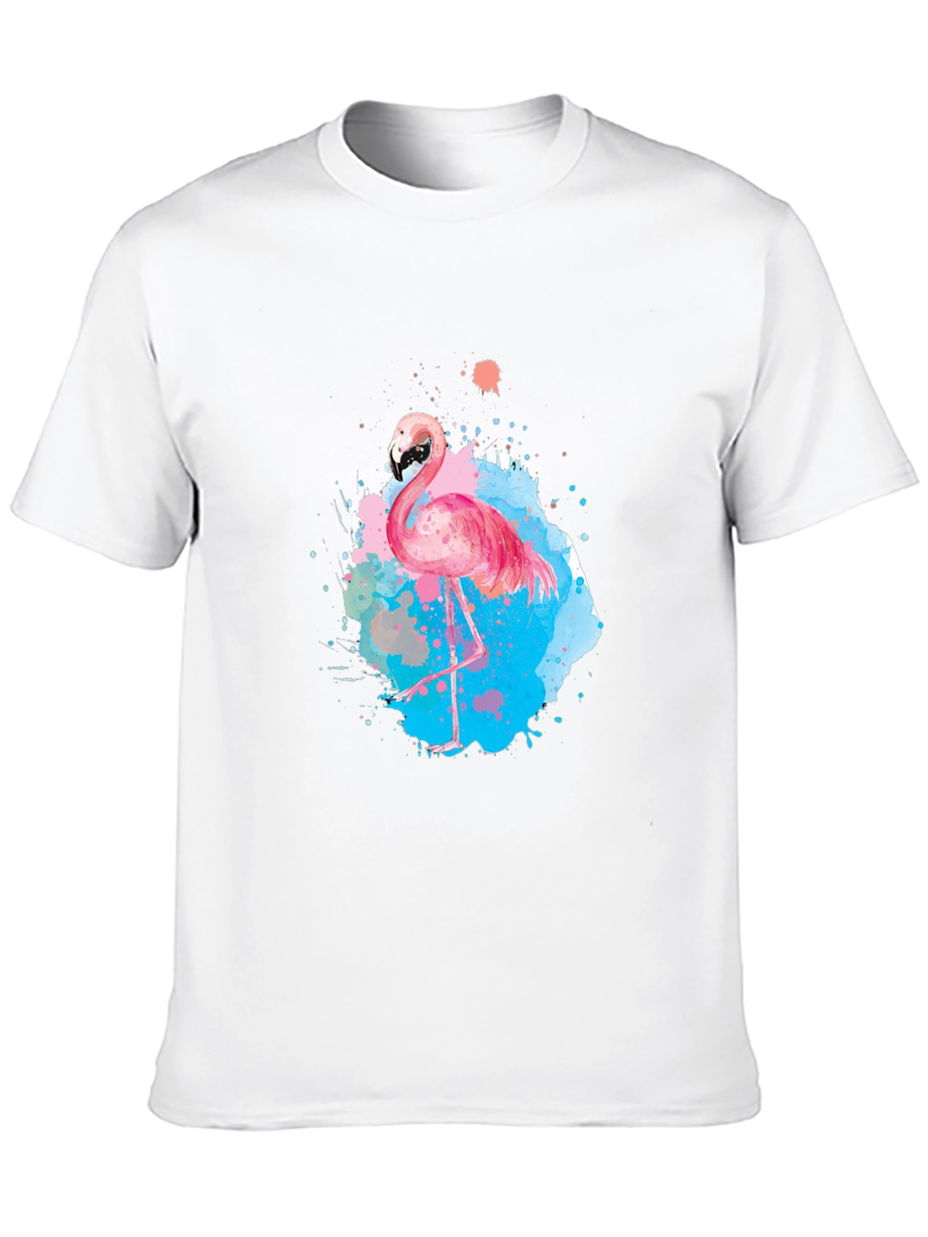 Flamingo Splash Graphic Tee - Black Cotton T-Shirt