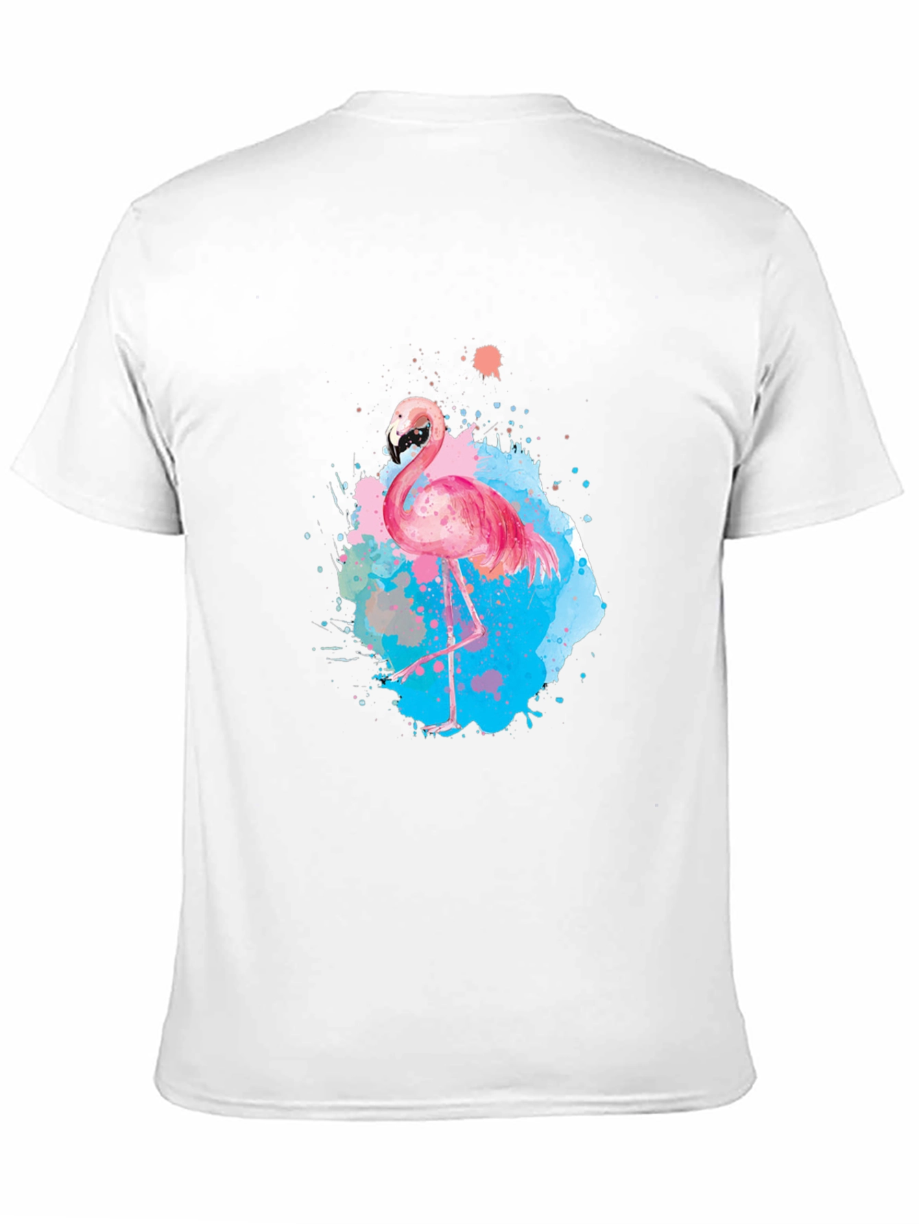 Flamingo Splash Graphic Tee - Black Cotton T-Shirt
