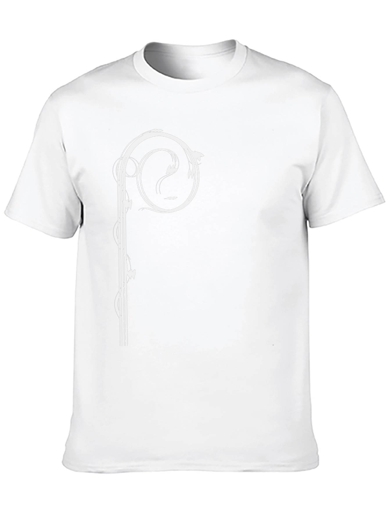 Stylish Black Tee with Artistic White Scroll Design