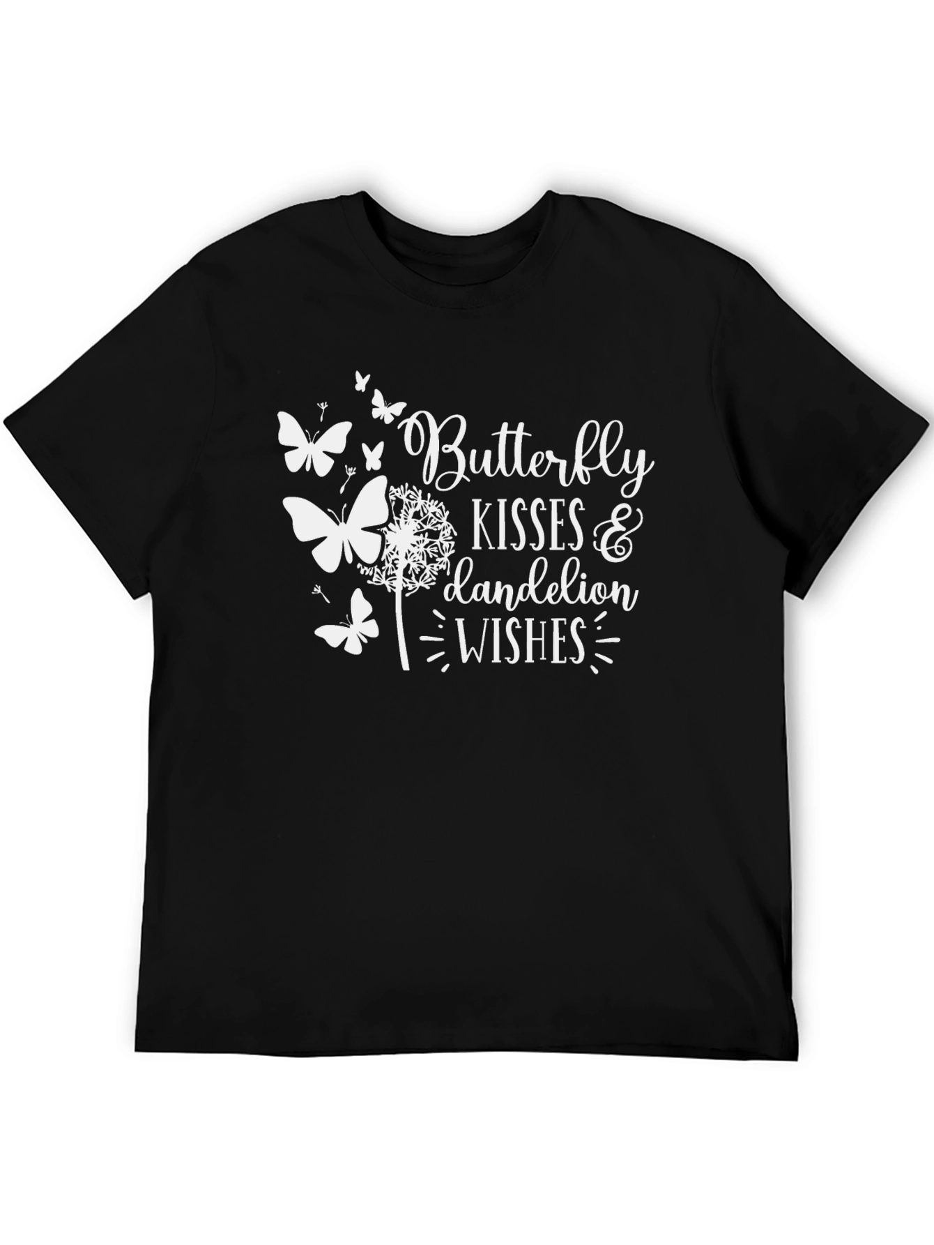 Butterfly Kisses & Dandelion Wishes Black T-Shirt