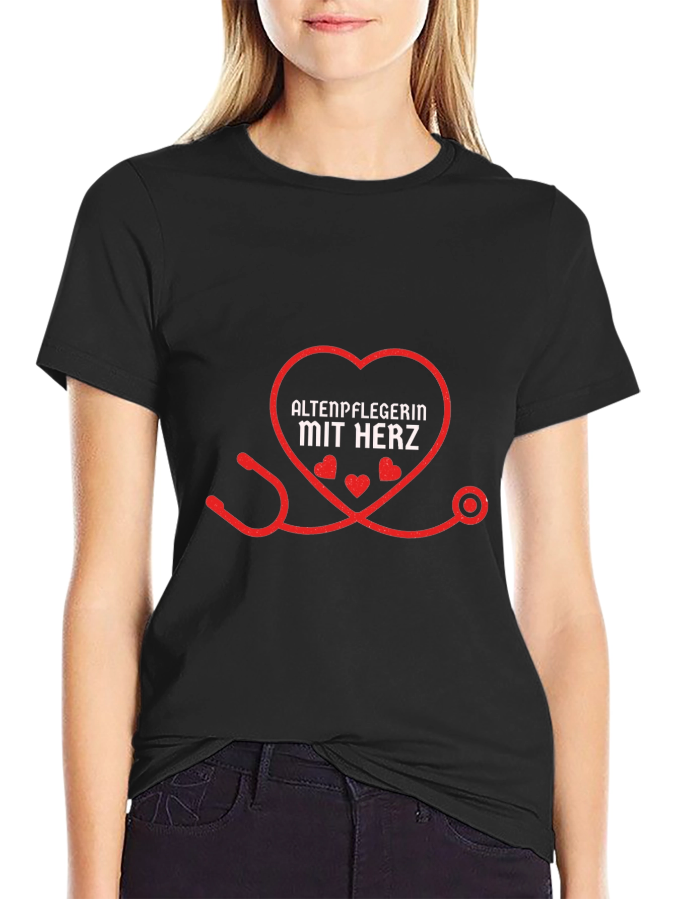 Caregiver with Heart Black T-Shirt