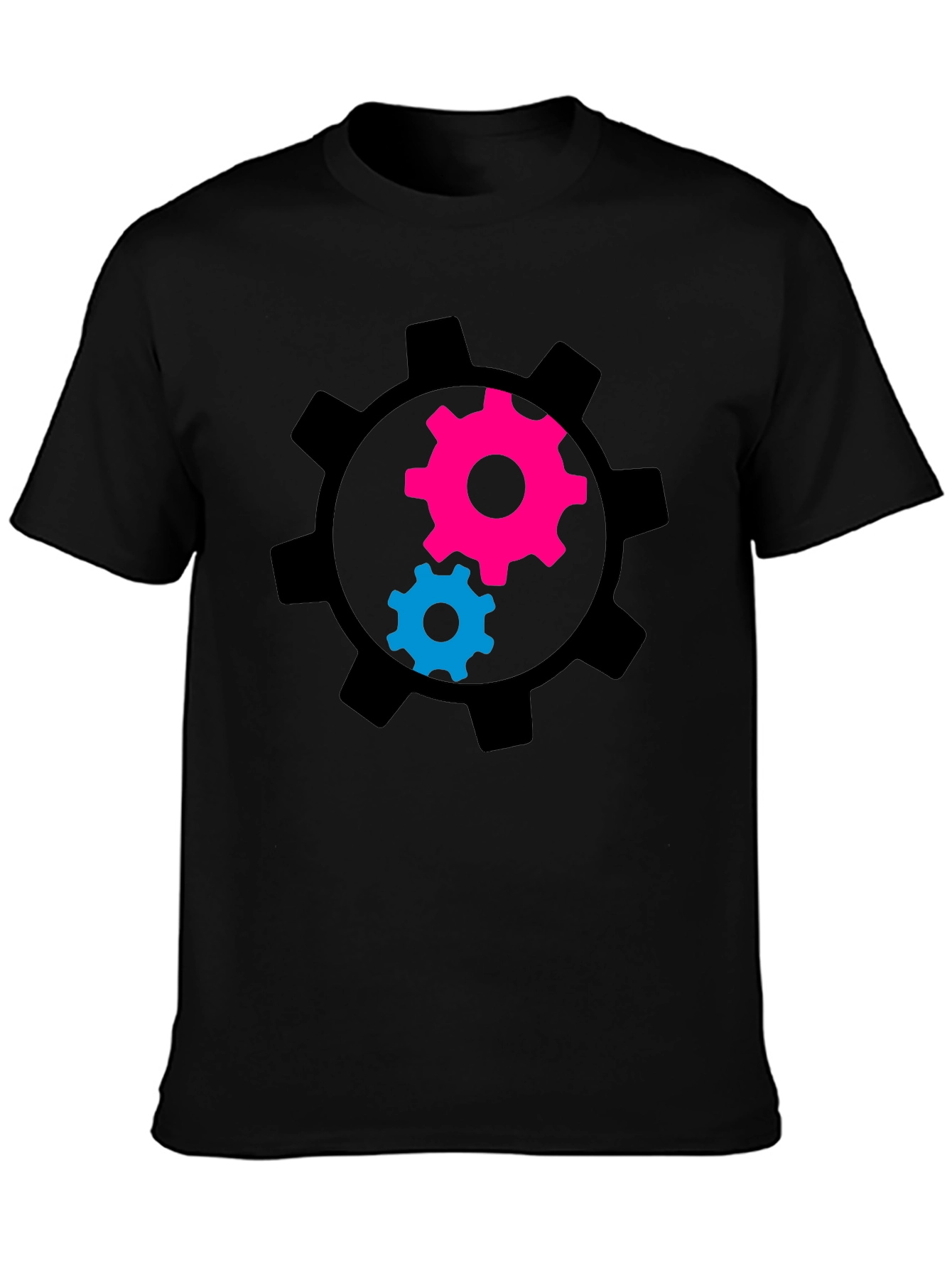 Gear Graphic Tee - Black Cotton Blend T-Shirt