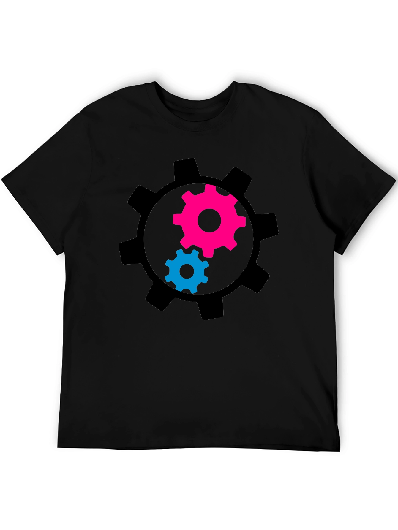 Gear Graphic Tee - Black Cotton Blend T-Shirt