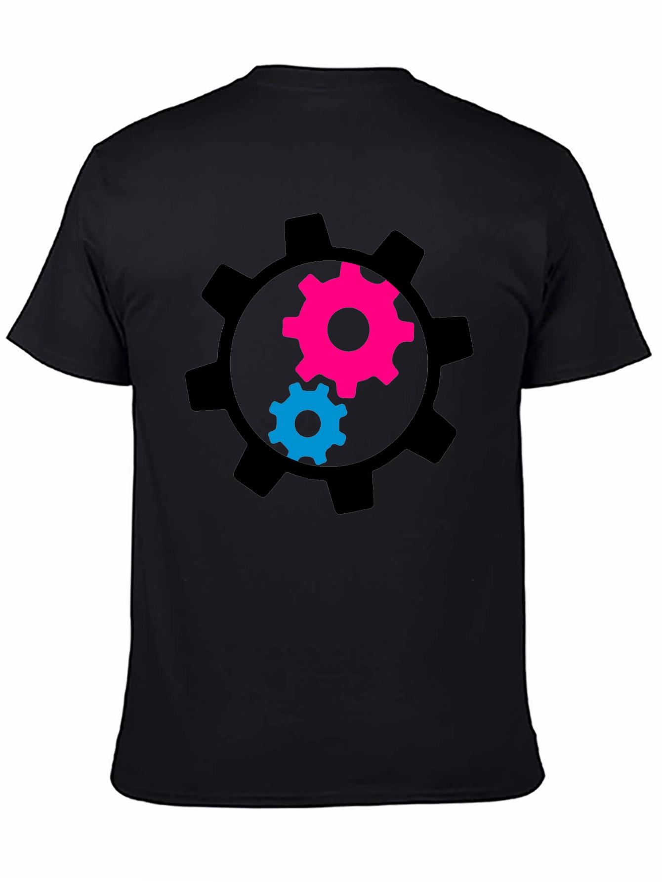 Gear Graphic Tee - Black Cotton Blend T-Shirt