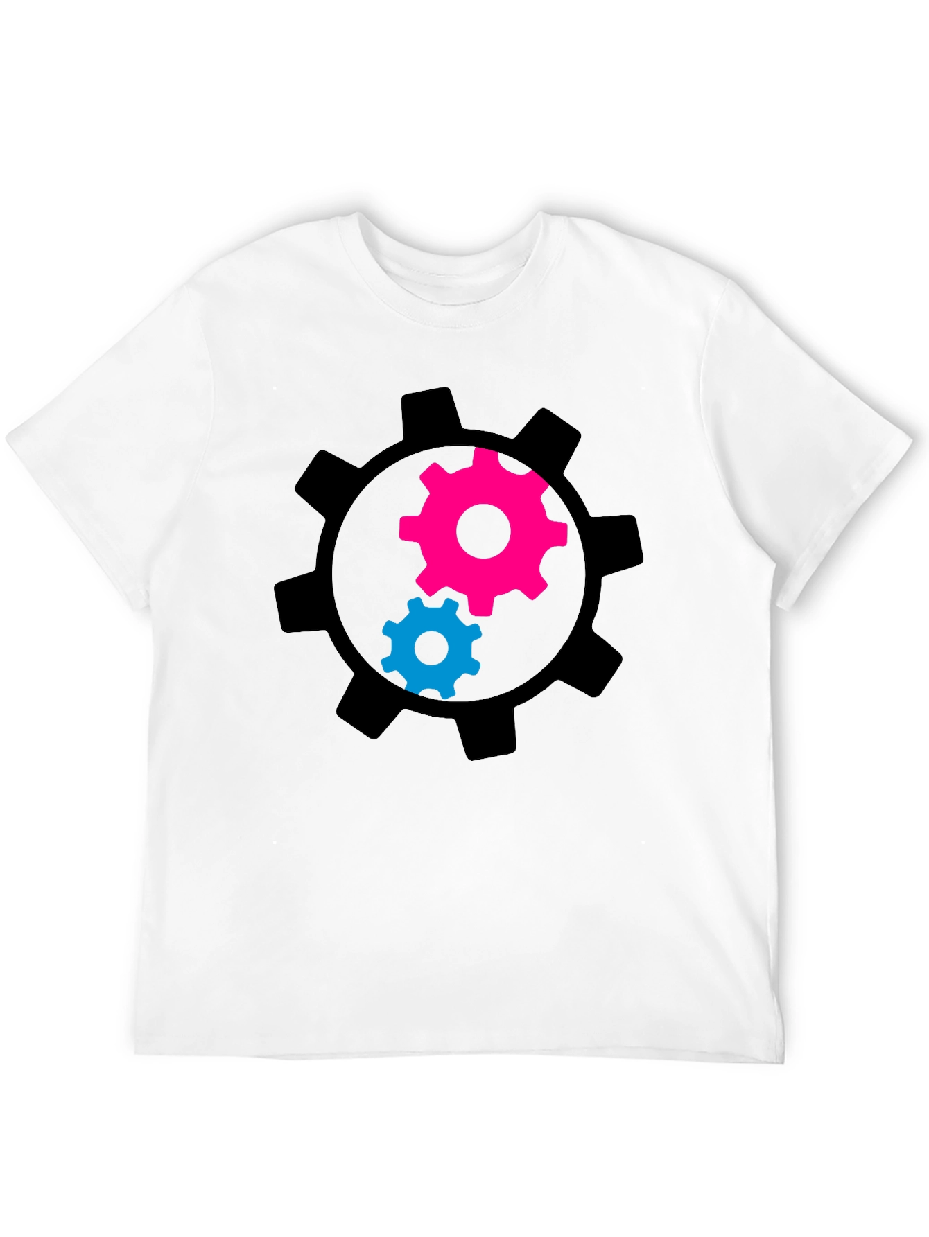 Gear Graphic Tee - Black Cotton Blend T-Shirt