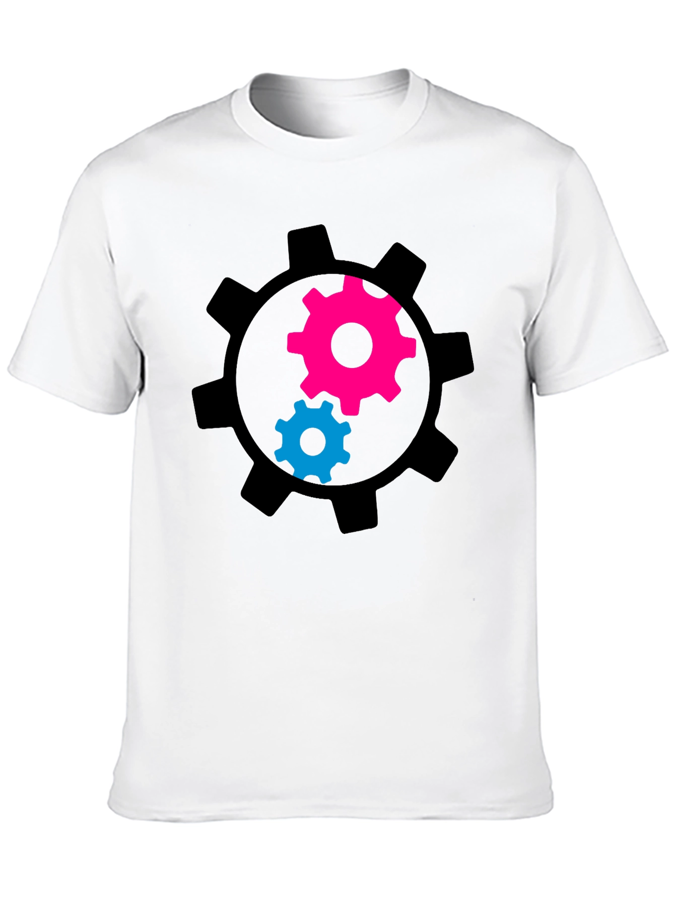 Gear Graphic Tee - Black Cotton Blend T-Shirt