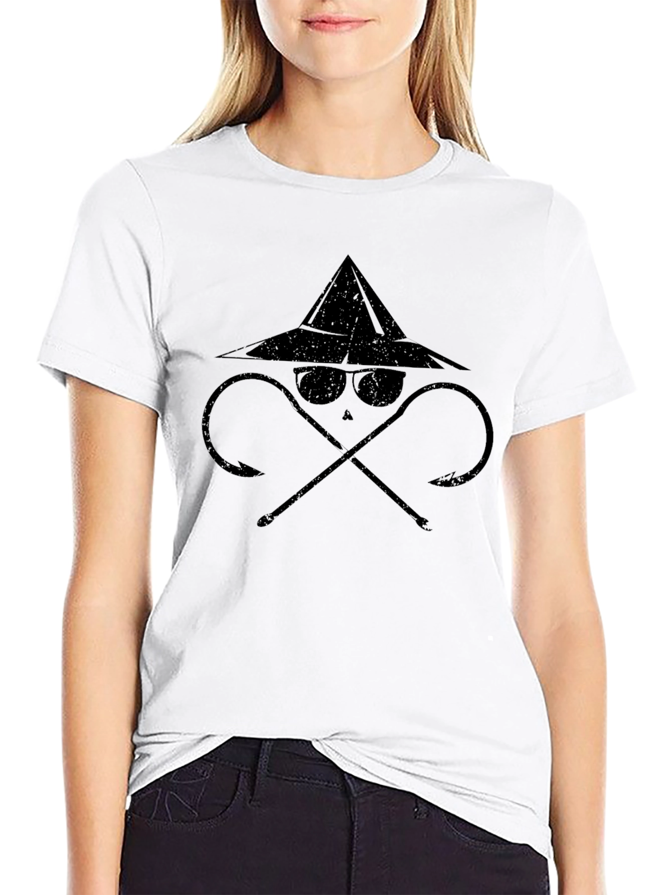 Cool Fisherman Hook & Hat Graphic T-Shirt