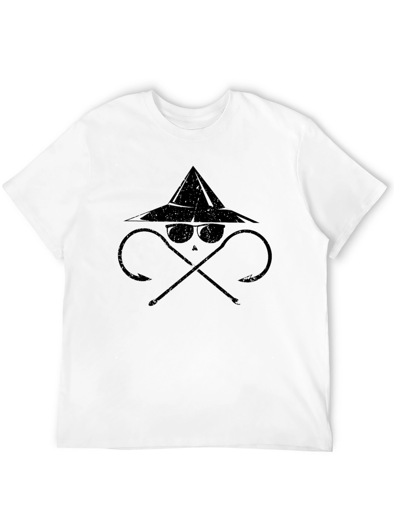 Cool Fisherman Hook & Hat Graphic T-Shirt
