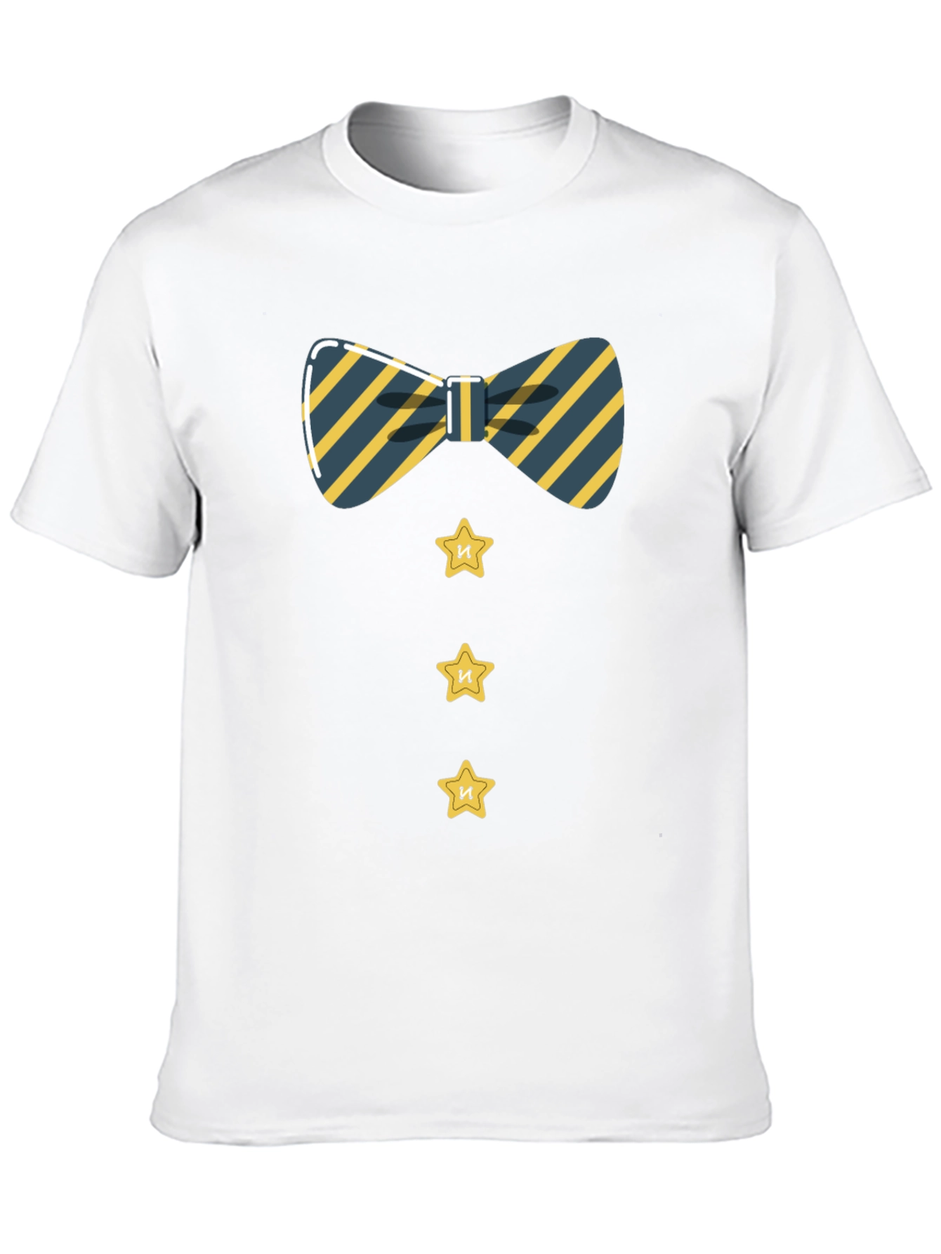 Striped Bowtie and Star Button Tee