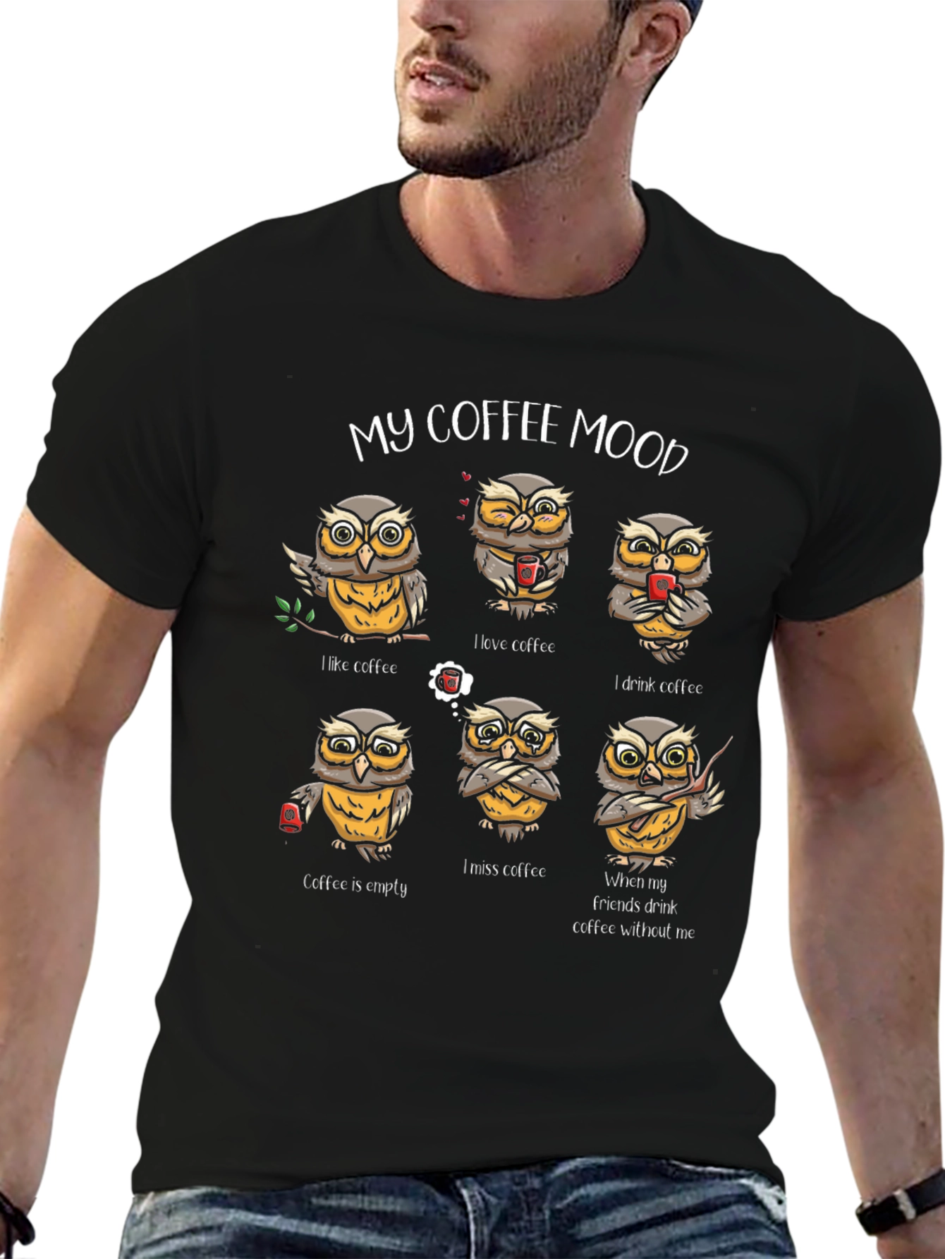 My Coffee Mood Owl Graphic T-Shirt