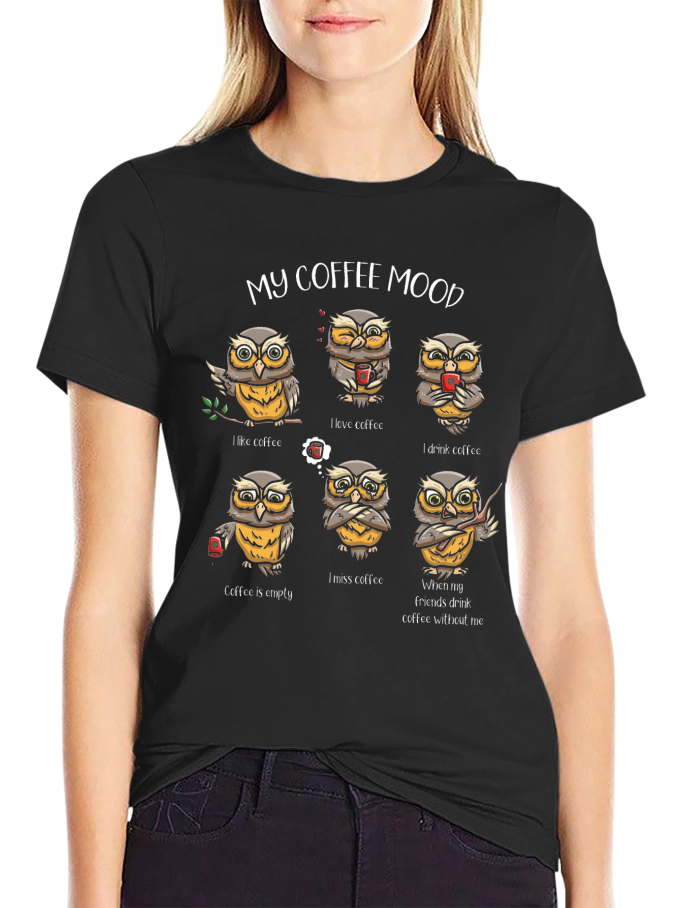 My Coffee Mood Owl Graphic T-Shirt