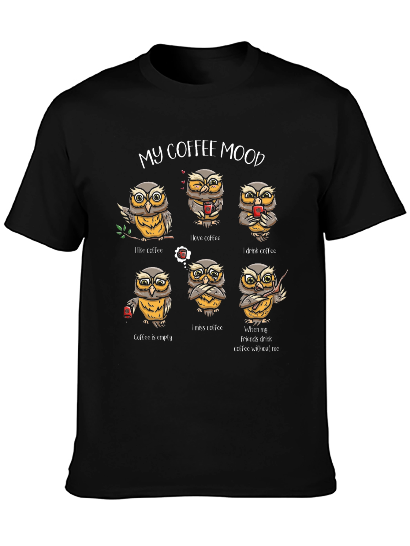 My Coffee Mood Owl Graphic T-Shirt