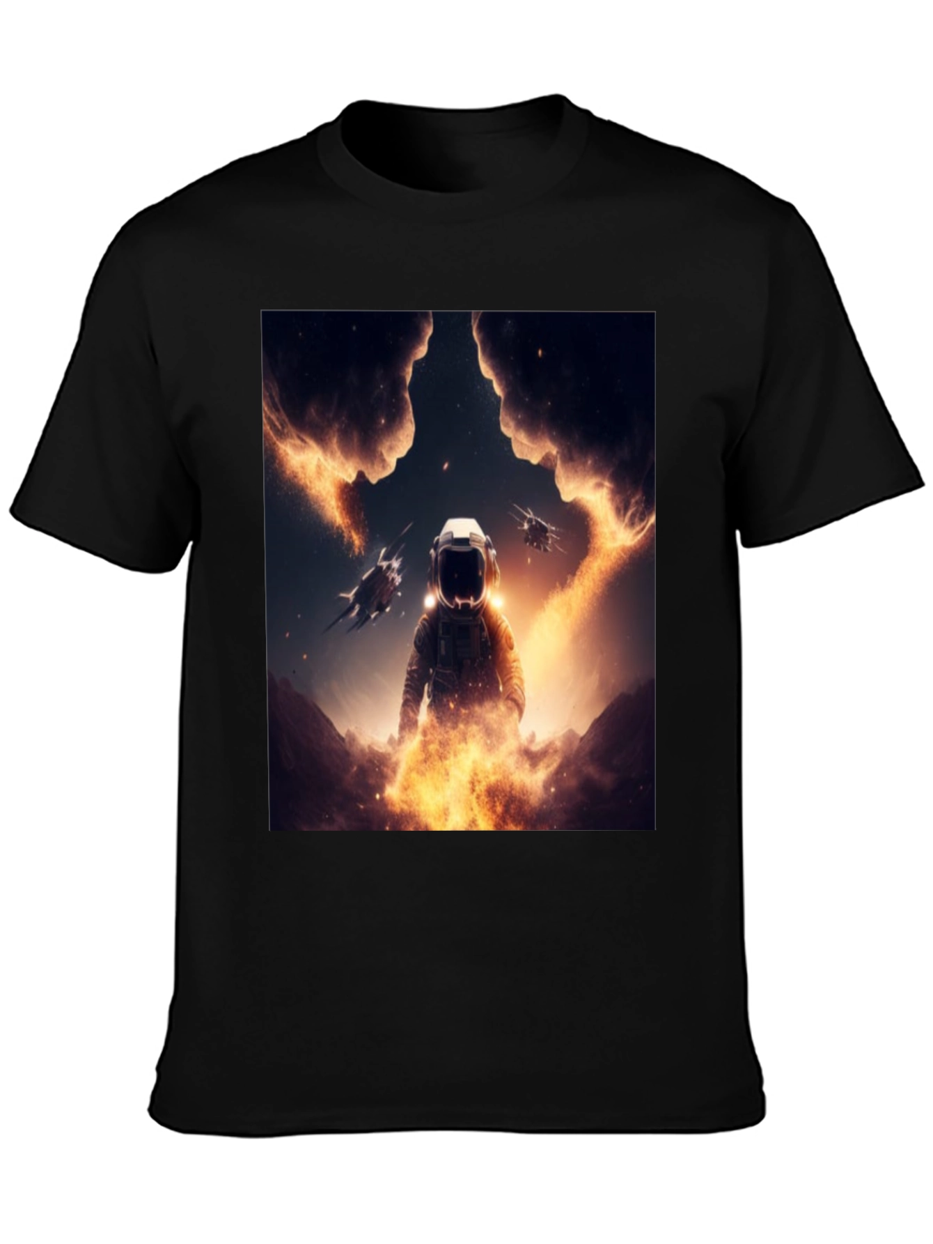 Astronaut Space T-Shirt - Black Cotton Blend