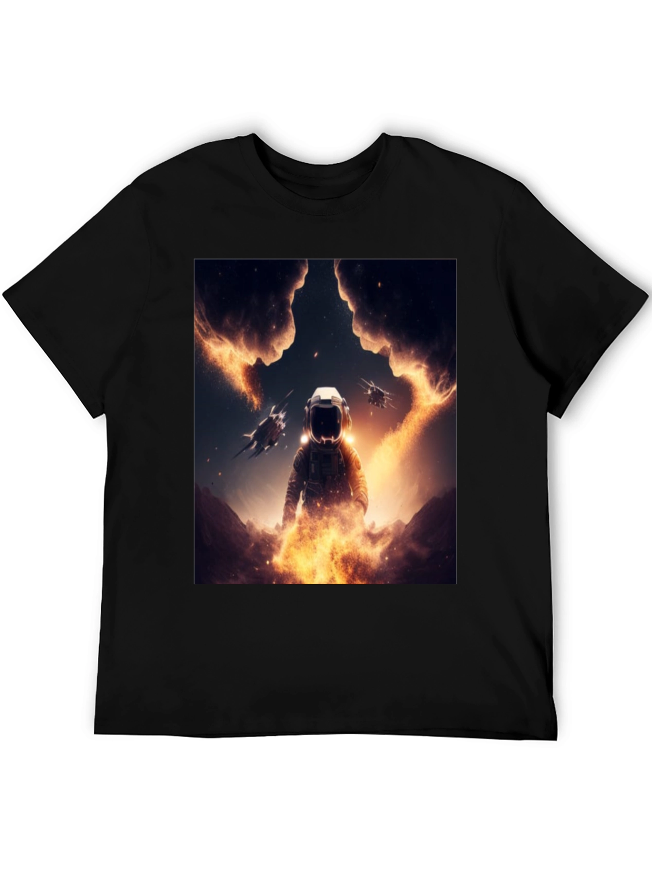 Astronaut Space T-Shirt - Black Cotton Blend